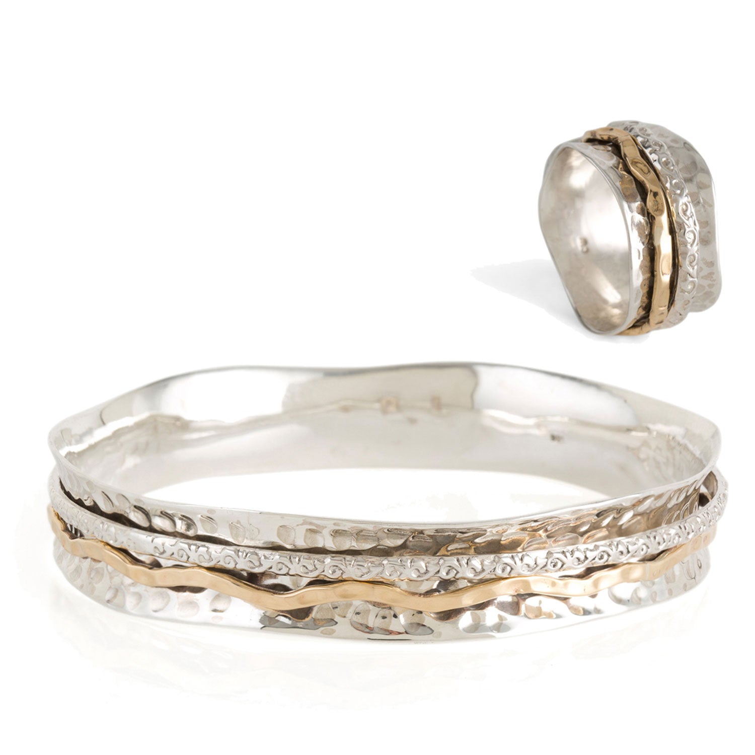 Aura Magic Silver Spinning Ring & Bangle Gift Set