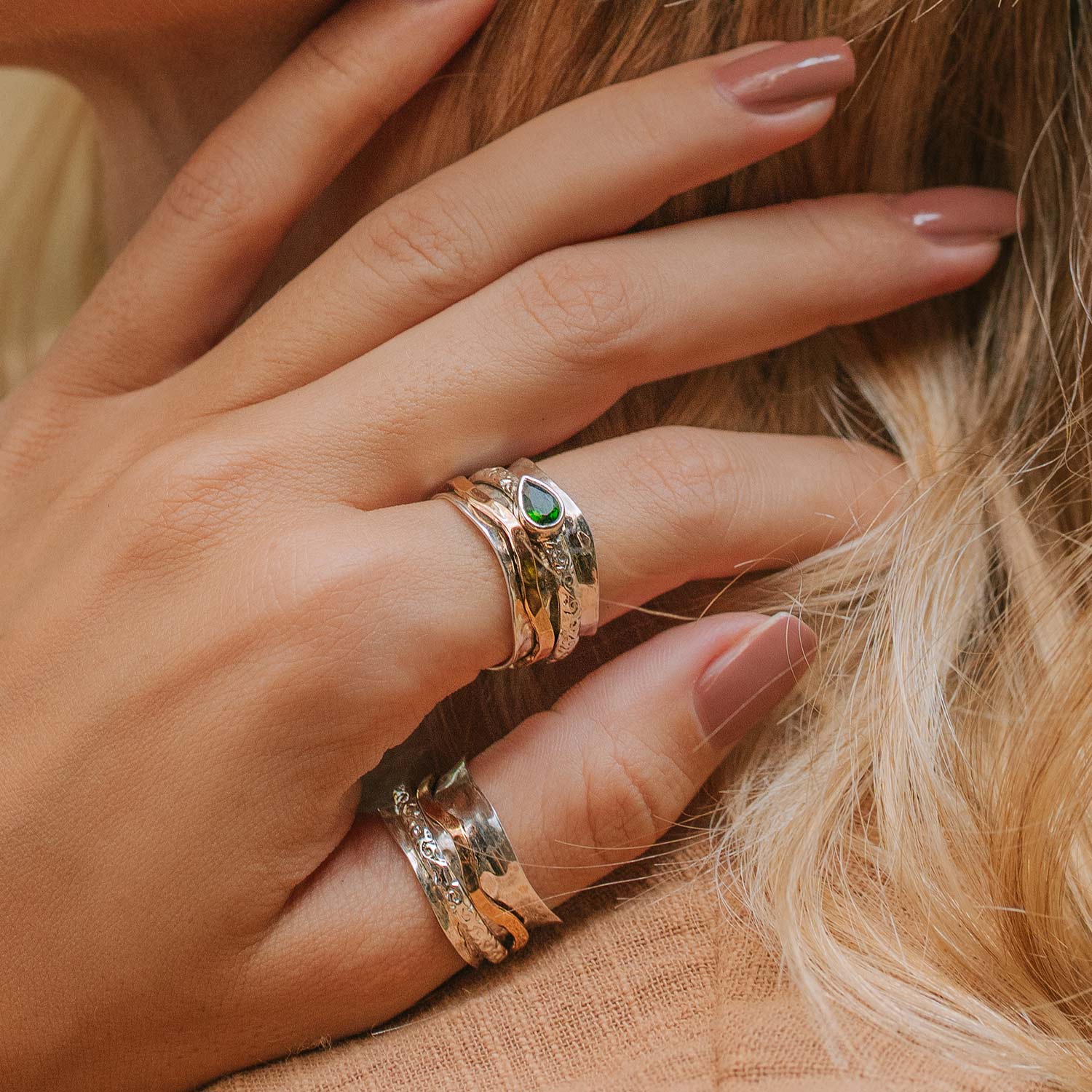 Aura Magic Silver Spinning Ring - Chrome Diopside