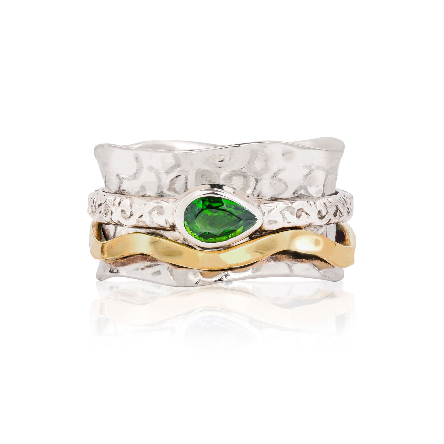 Aura Magic Silver Spinning Ring - Chrome Diopside