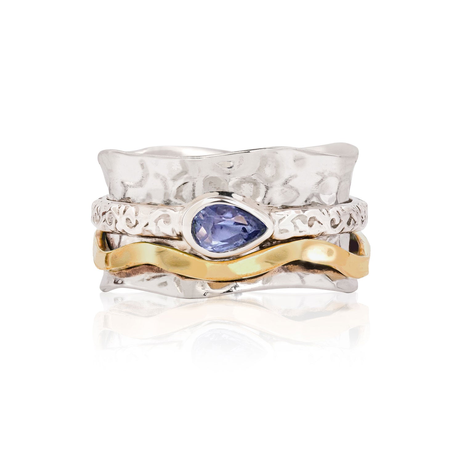 Aura Magic Silver Spinning Ring - Tanzanite