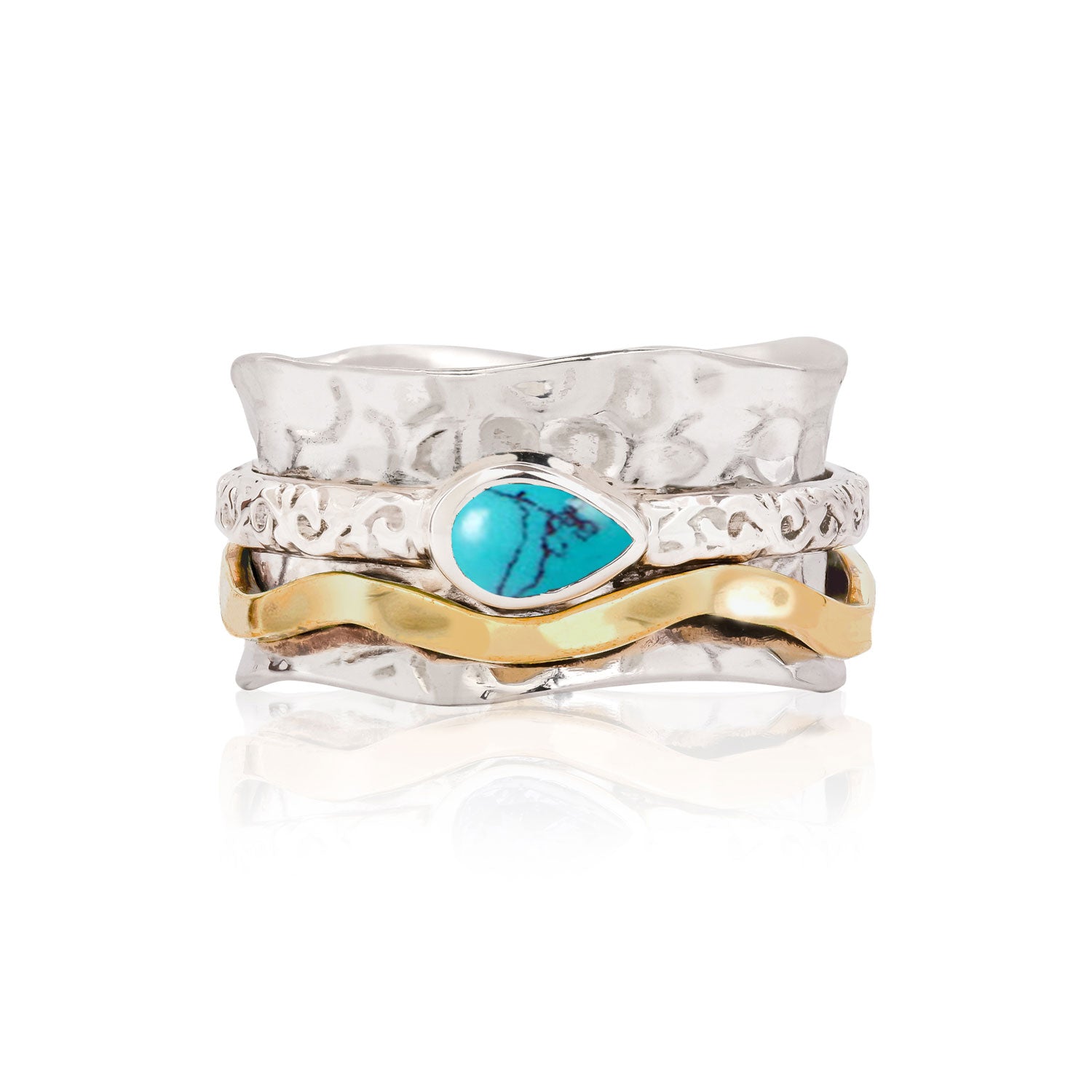 Aura Magic Silver Spinning Ring - Turquoise
