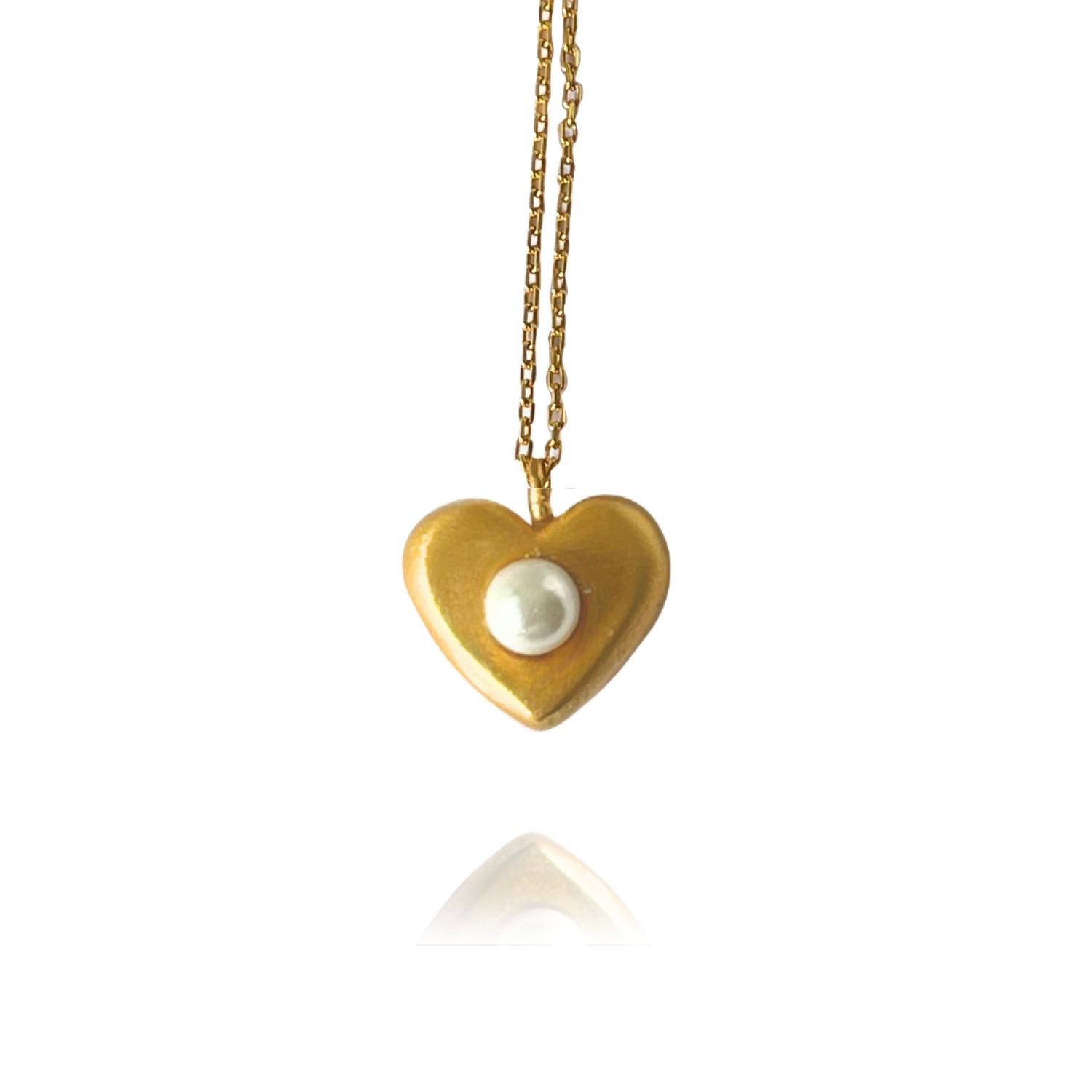 Aura Minimal Pearl Heart Necklace