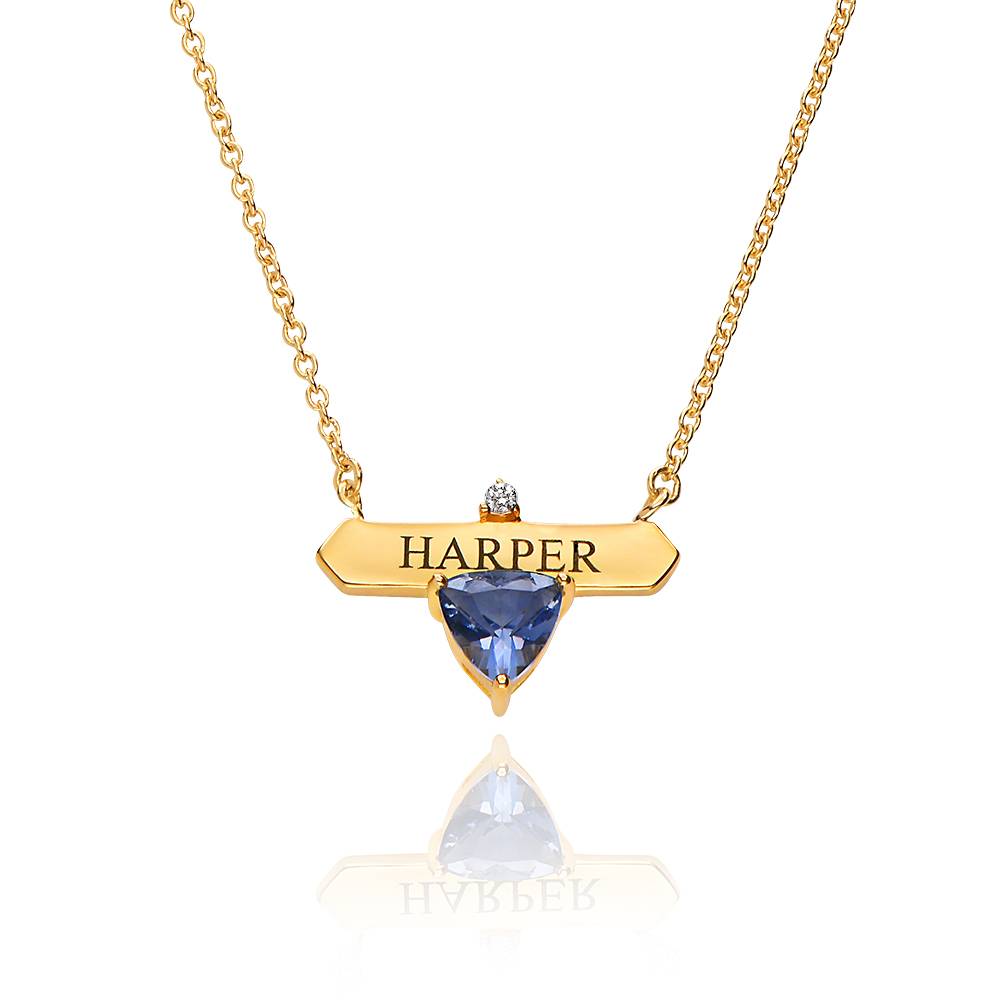 Aurora Birthstone Name Necklace in 18K Gold Plating
