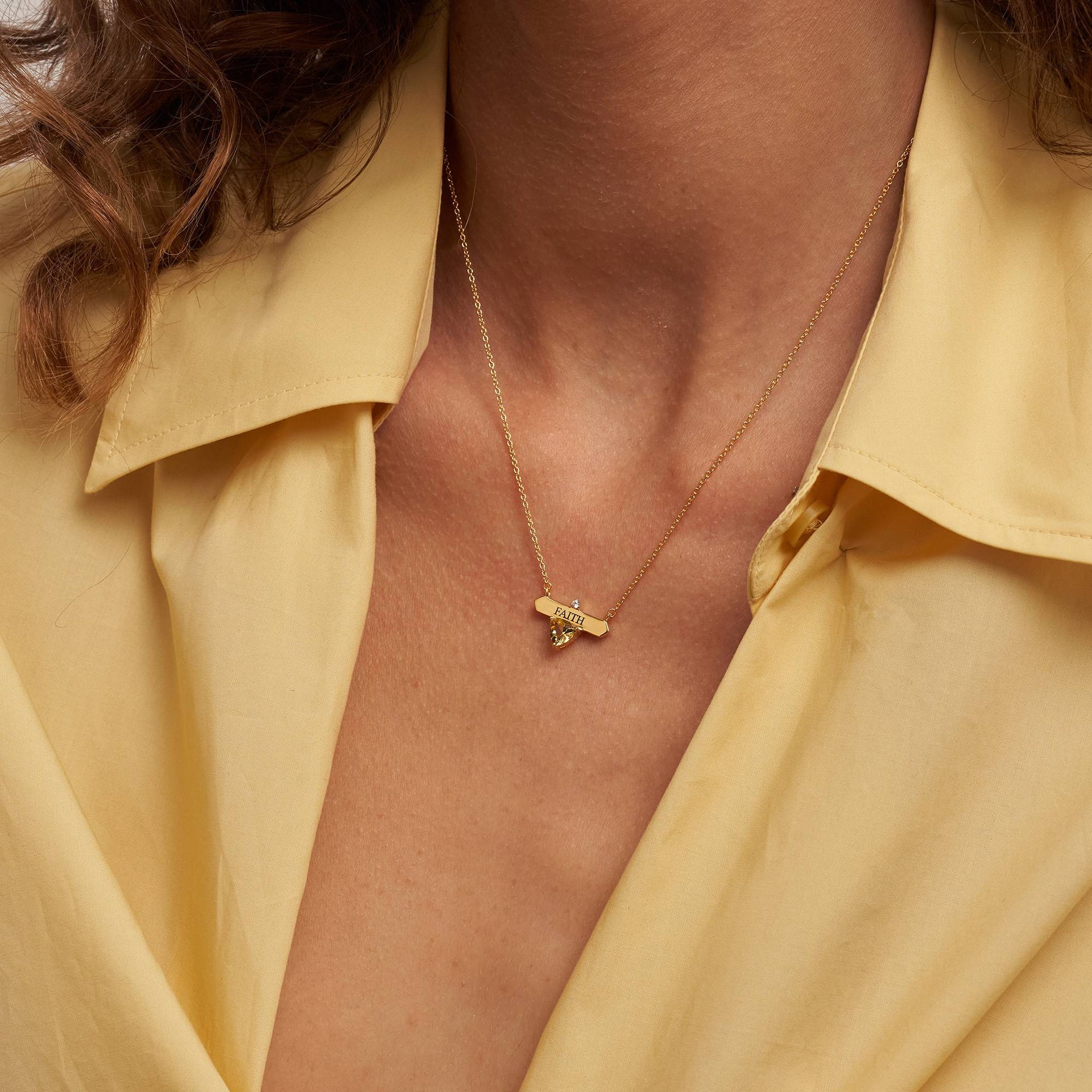 Aurora Birthstone Name Necklace in 18K Gold Vermeil