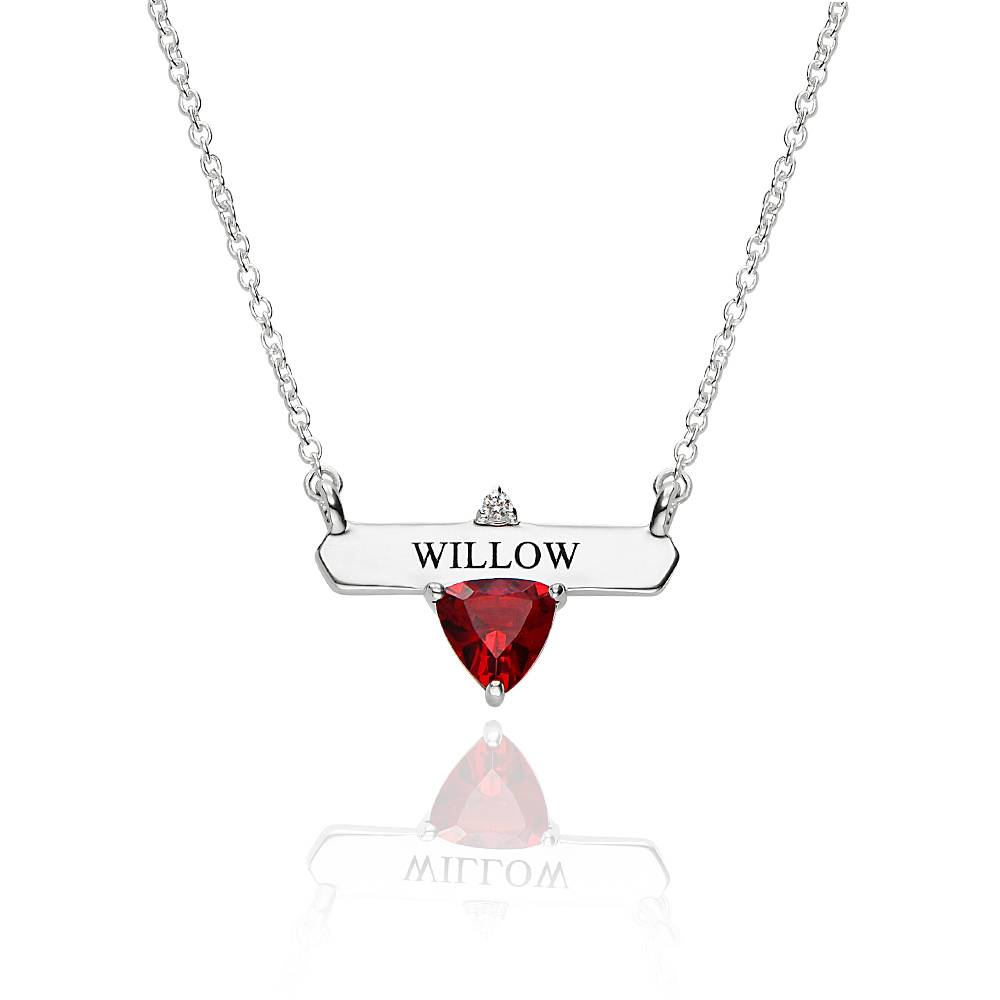 Aurora Birthstone Name Necklace in Sterling Silver