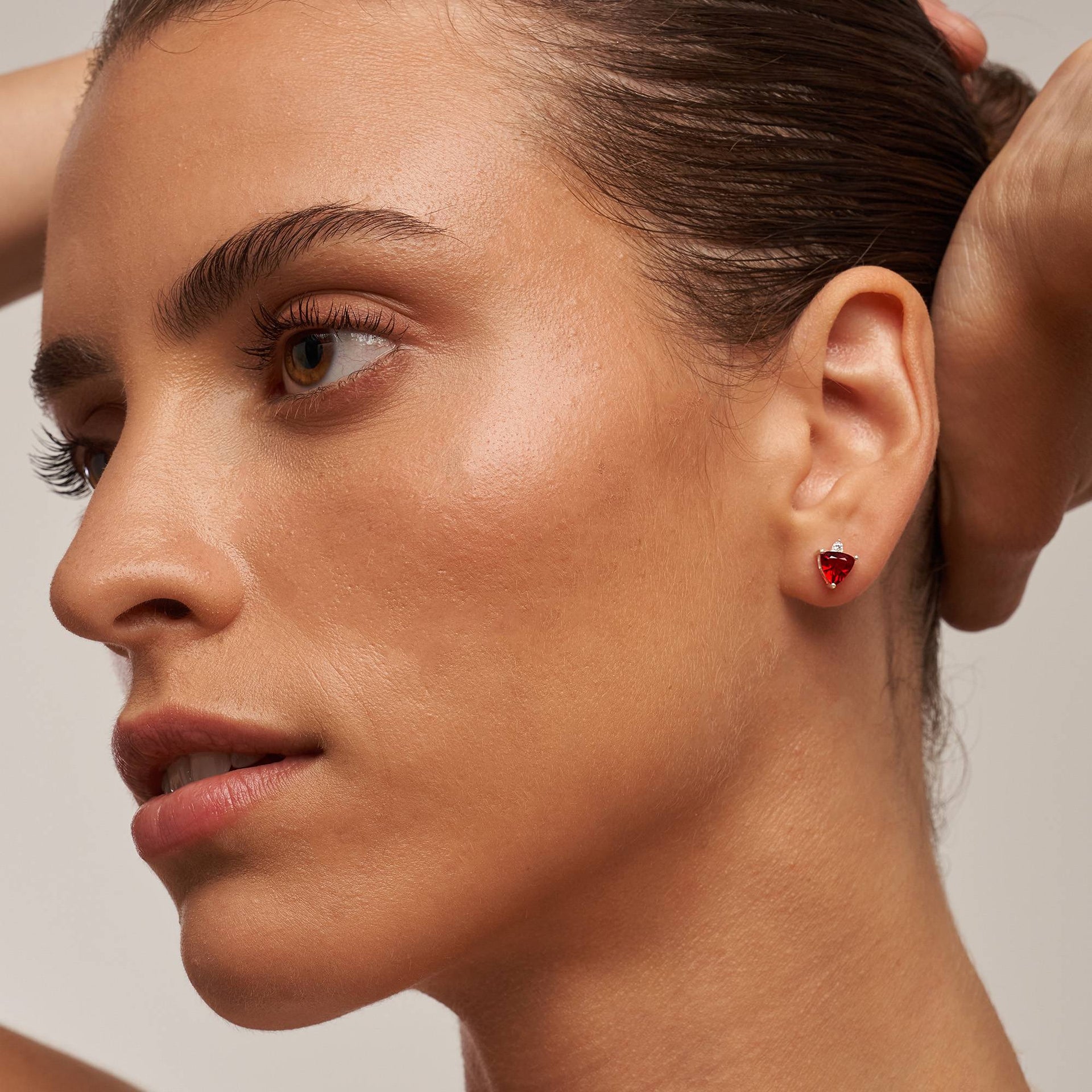 Aurora Birthstone Stud Earrings in Silver