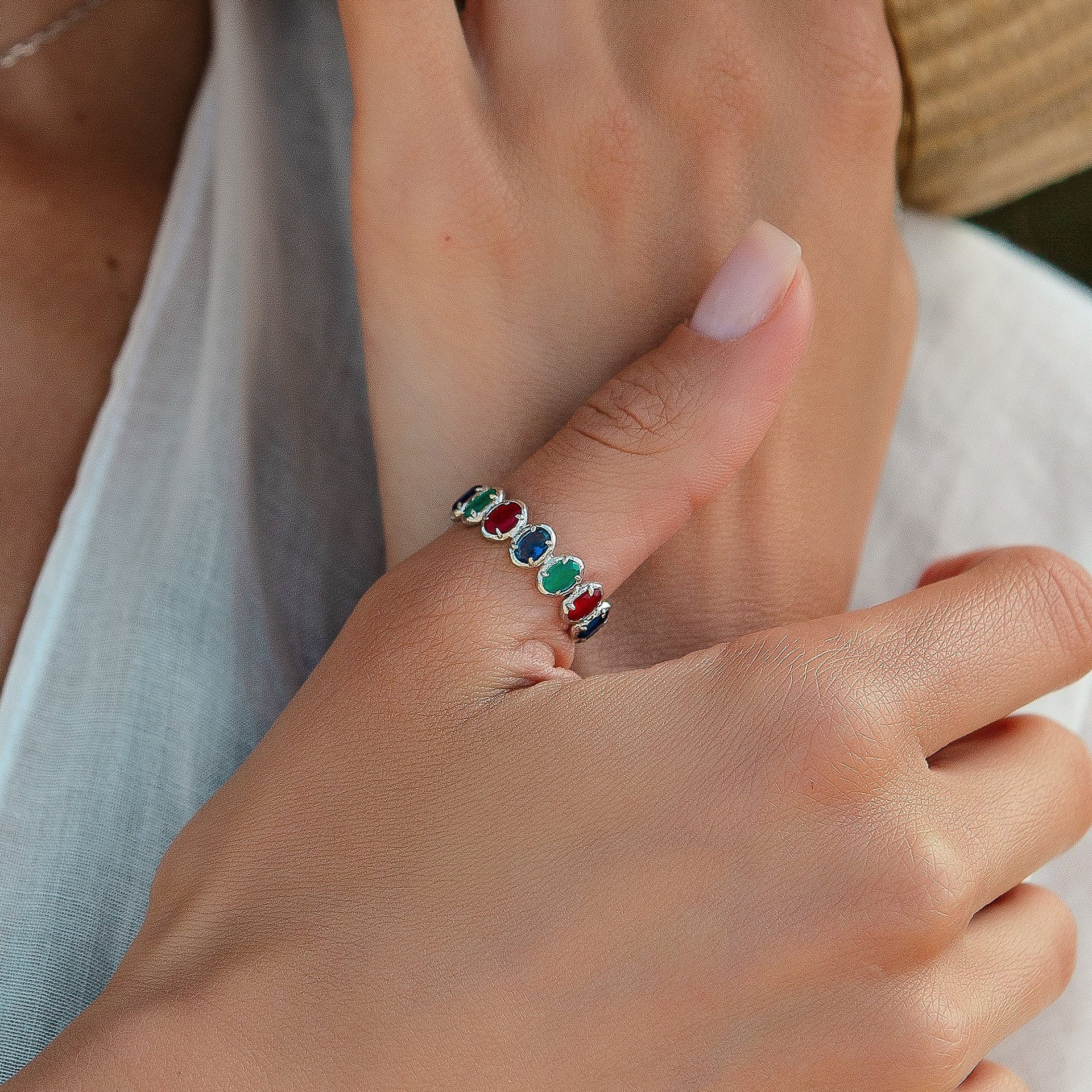 Aurora Crown Silver Oval Ring