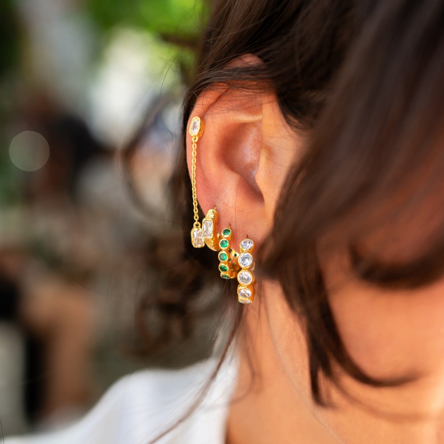 Aurora Earrings - White, Silver