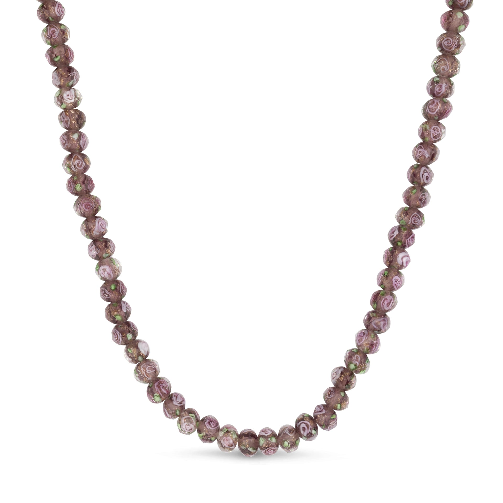 Autumn Rose Glass Beaded Necklace In Gold