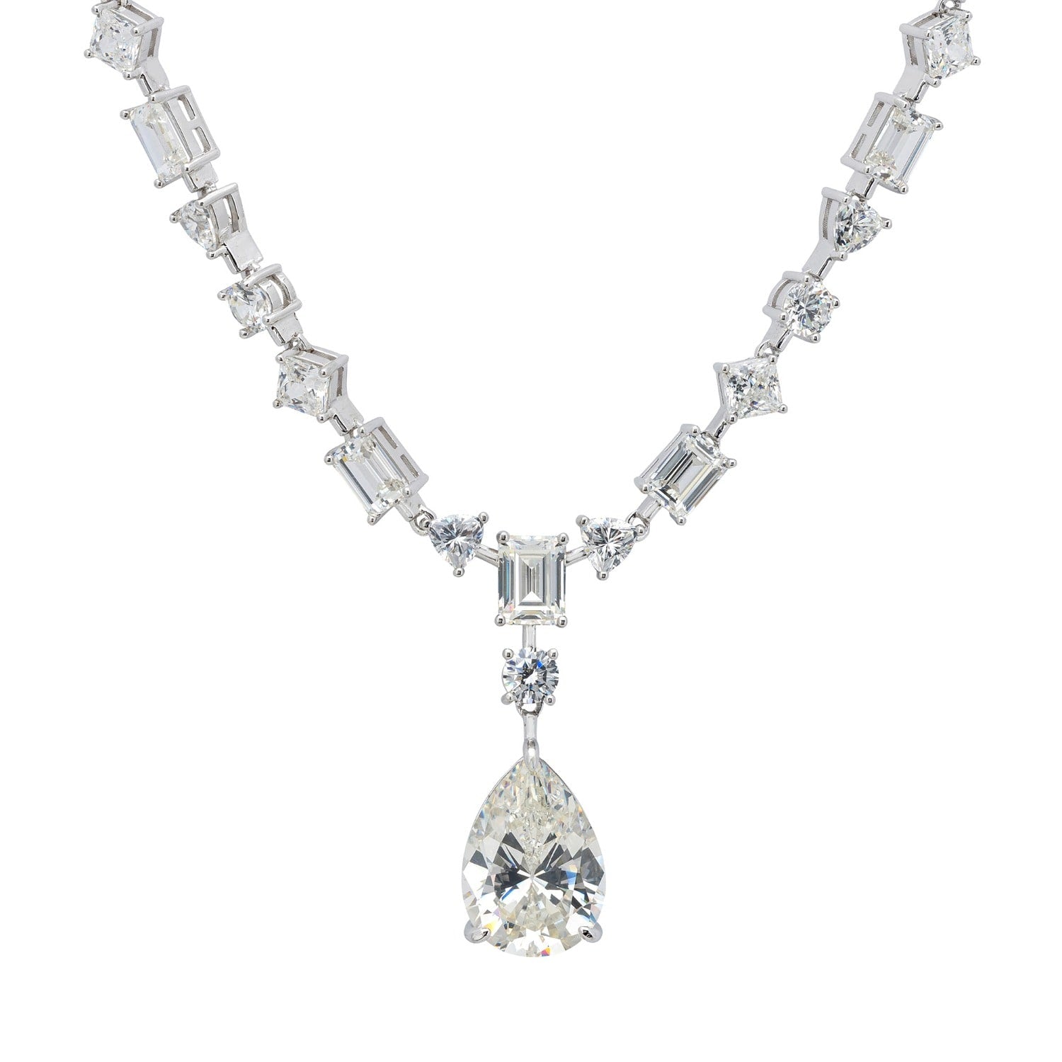 Ava Moissanite Statement Necklace Silver