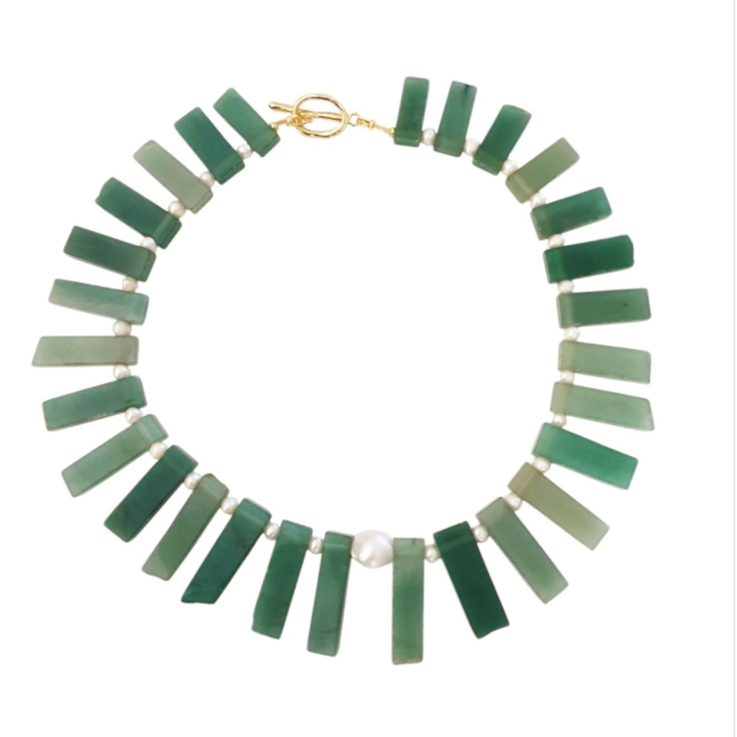 Aventurine & Pearls Statement Necklace