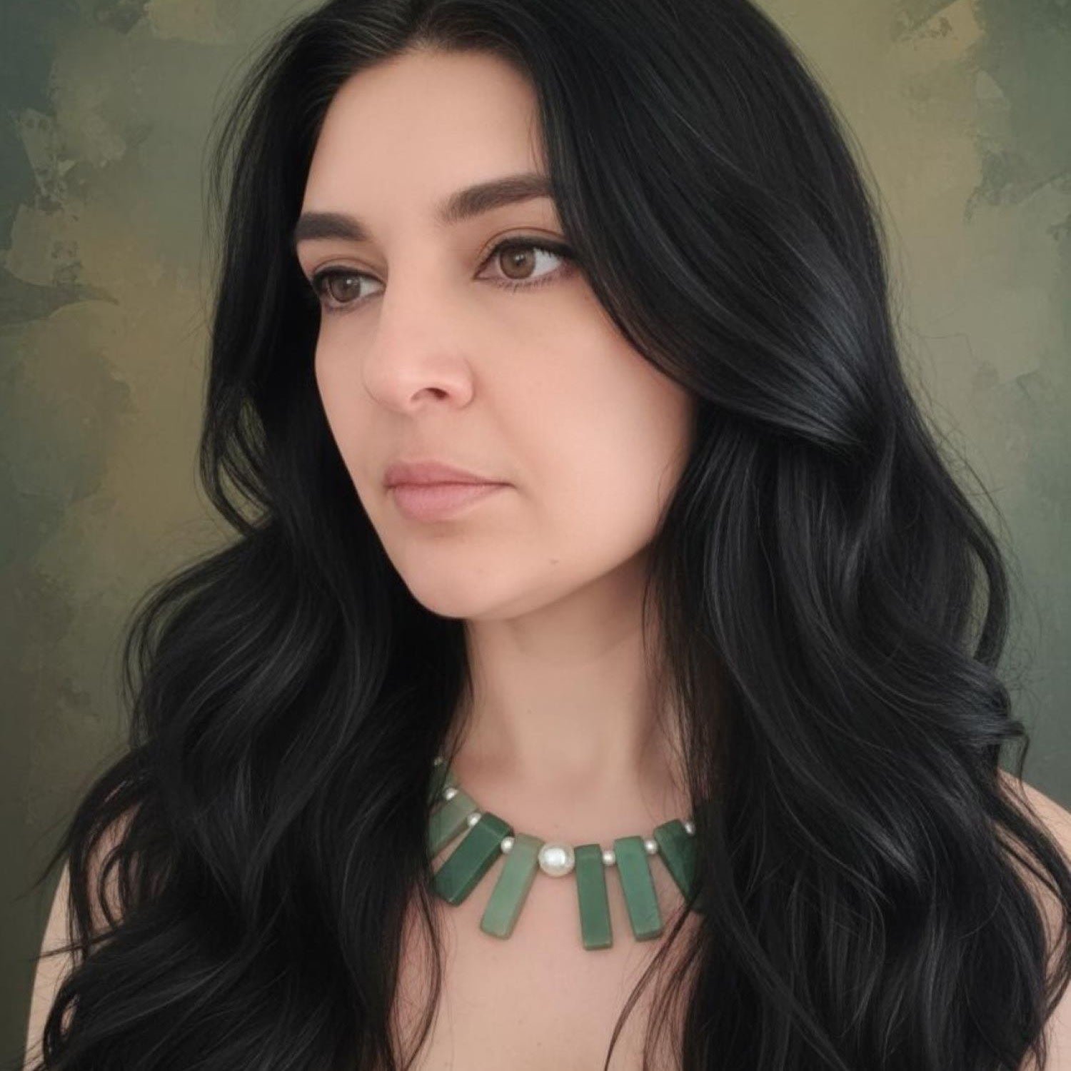 Aventurine & Pearls Statement Necklace