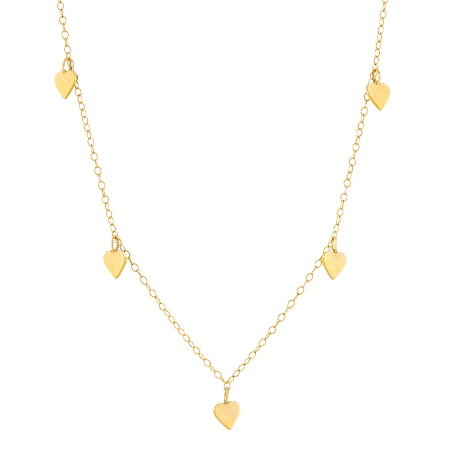Yellow Gold Plated Heart Station Necklace