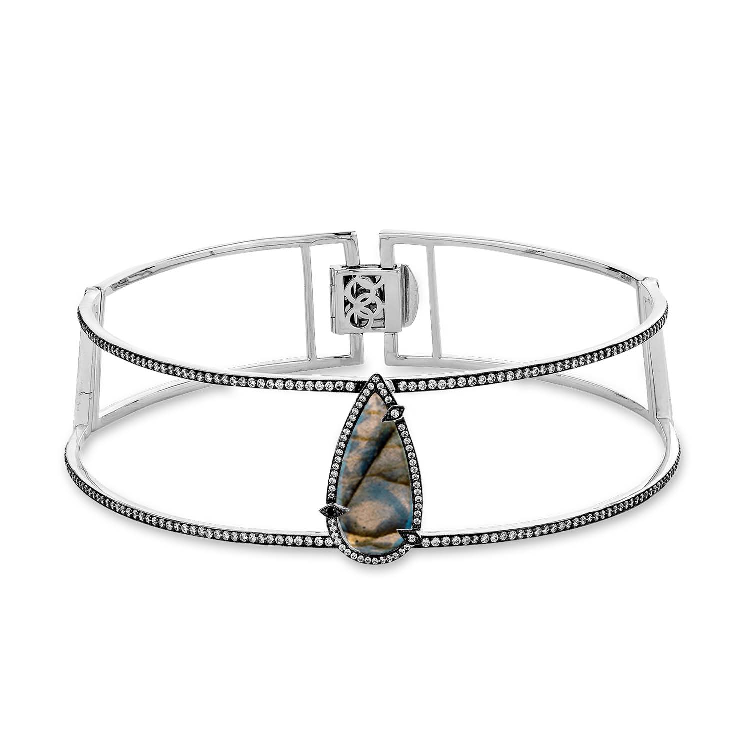Awaken Choker With Natural Black Diamond & Labradorite In Platinum