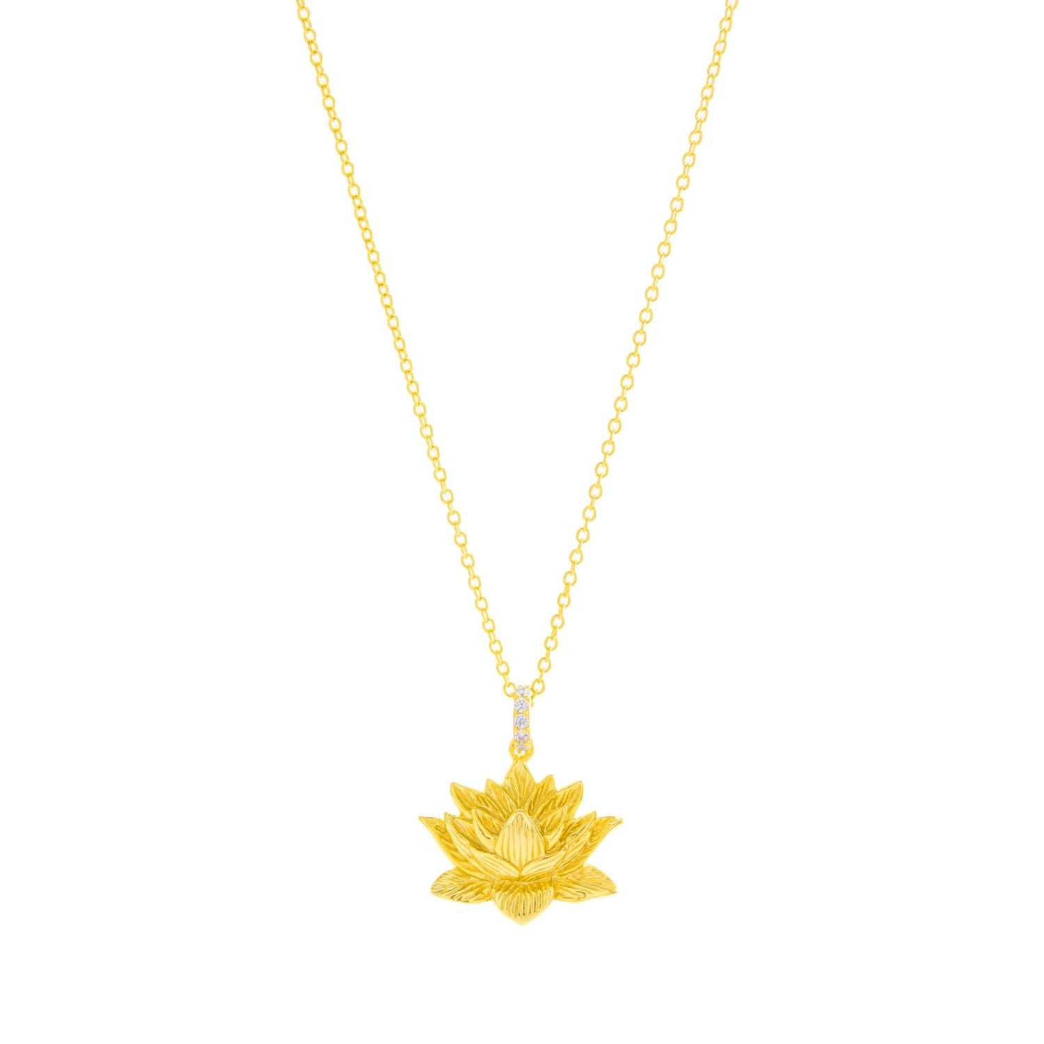 Awakened Lotus Necklace, Gold Over Sterling Silver