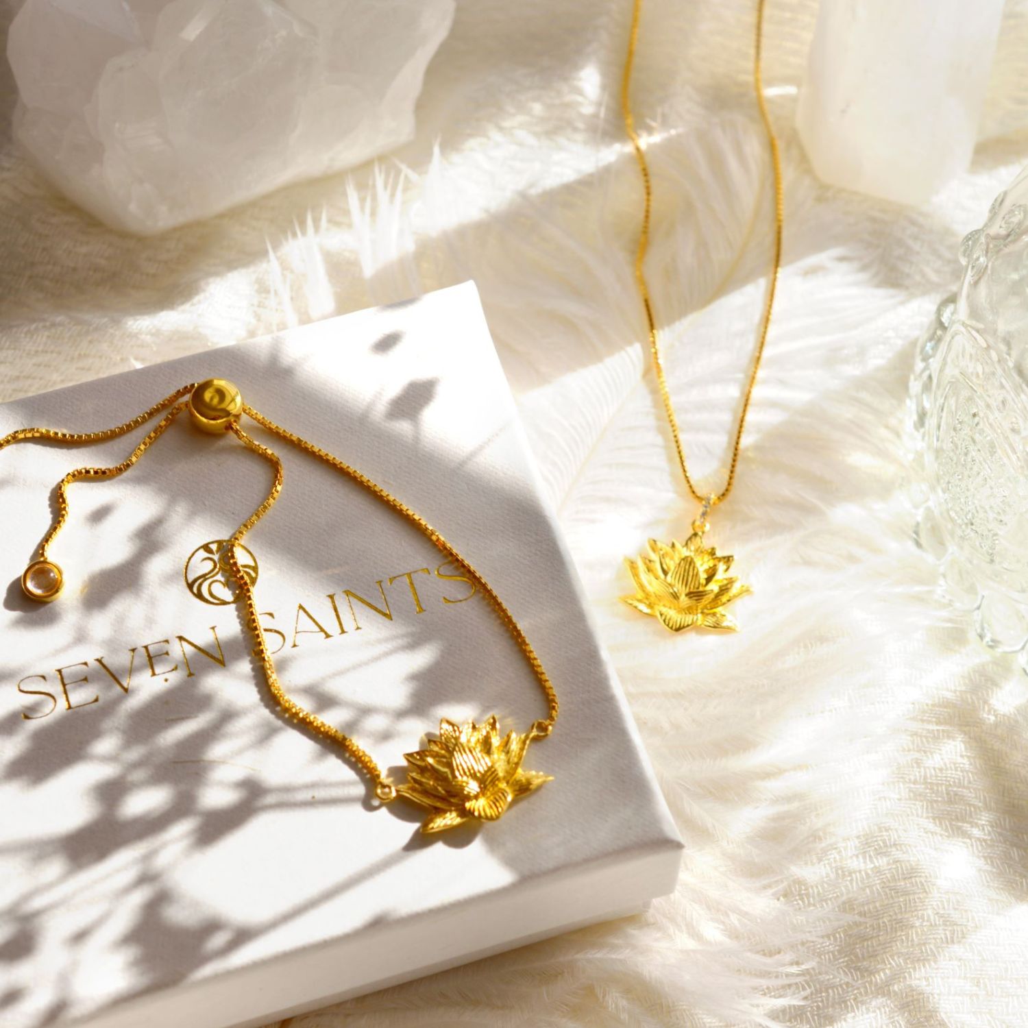 Awakened Lotus Necklace, Gold Over Sterling Silver