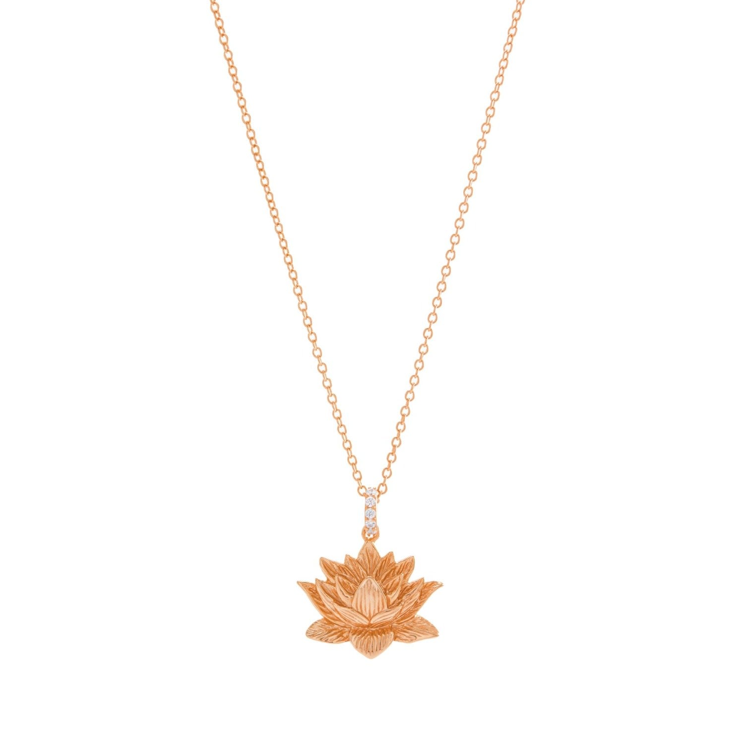 Awakened Lotus Necklace, Rose Gold Over Sterling Silver