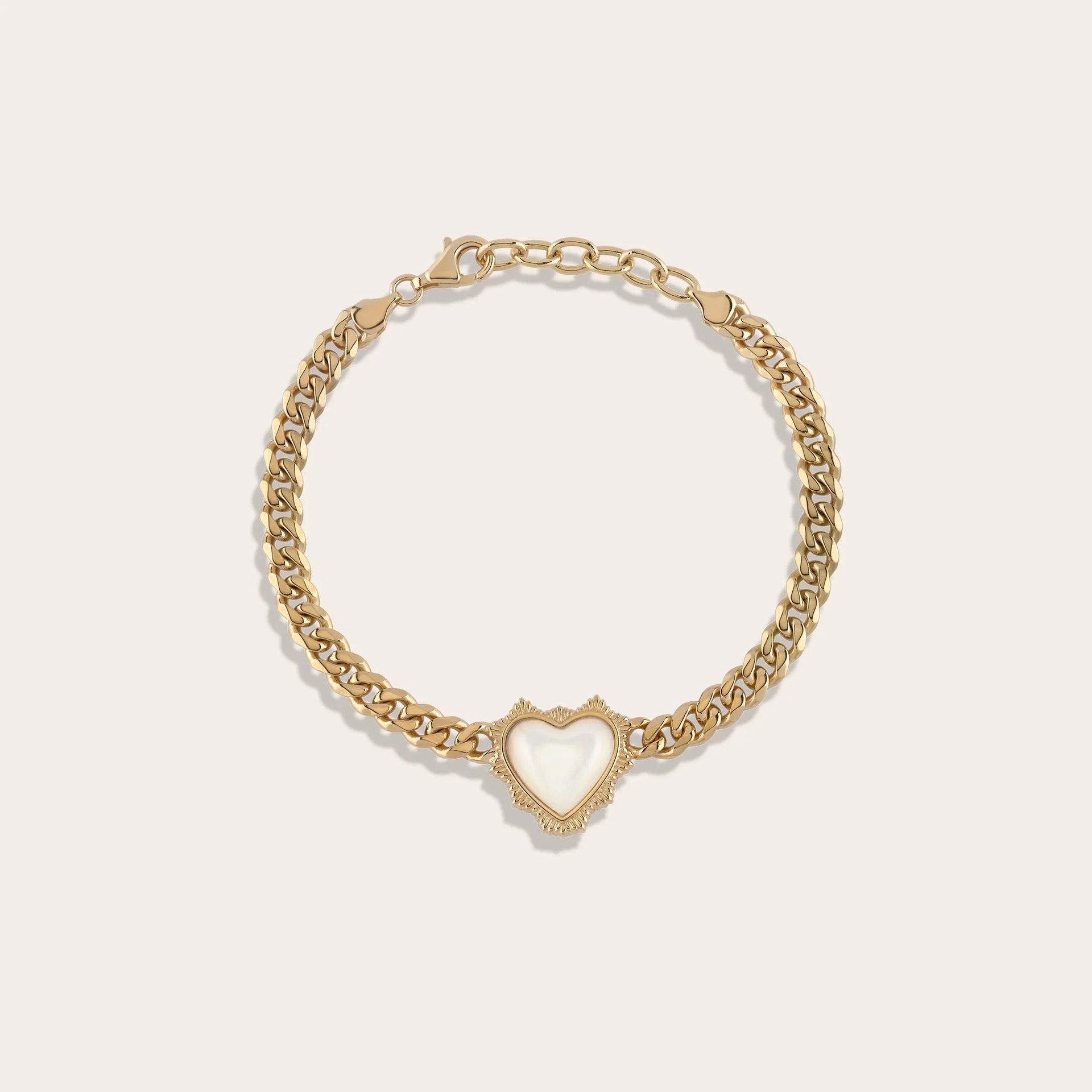 Mother of Pearl Heart Cuban Bracelet