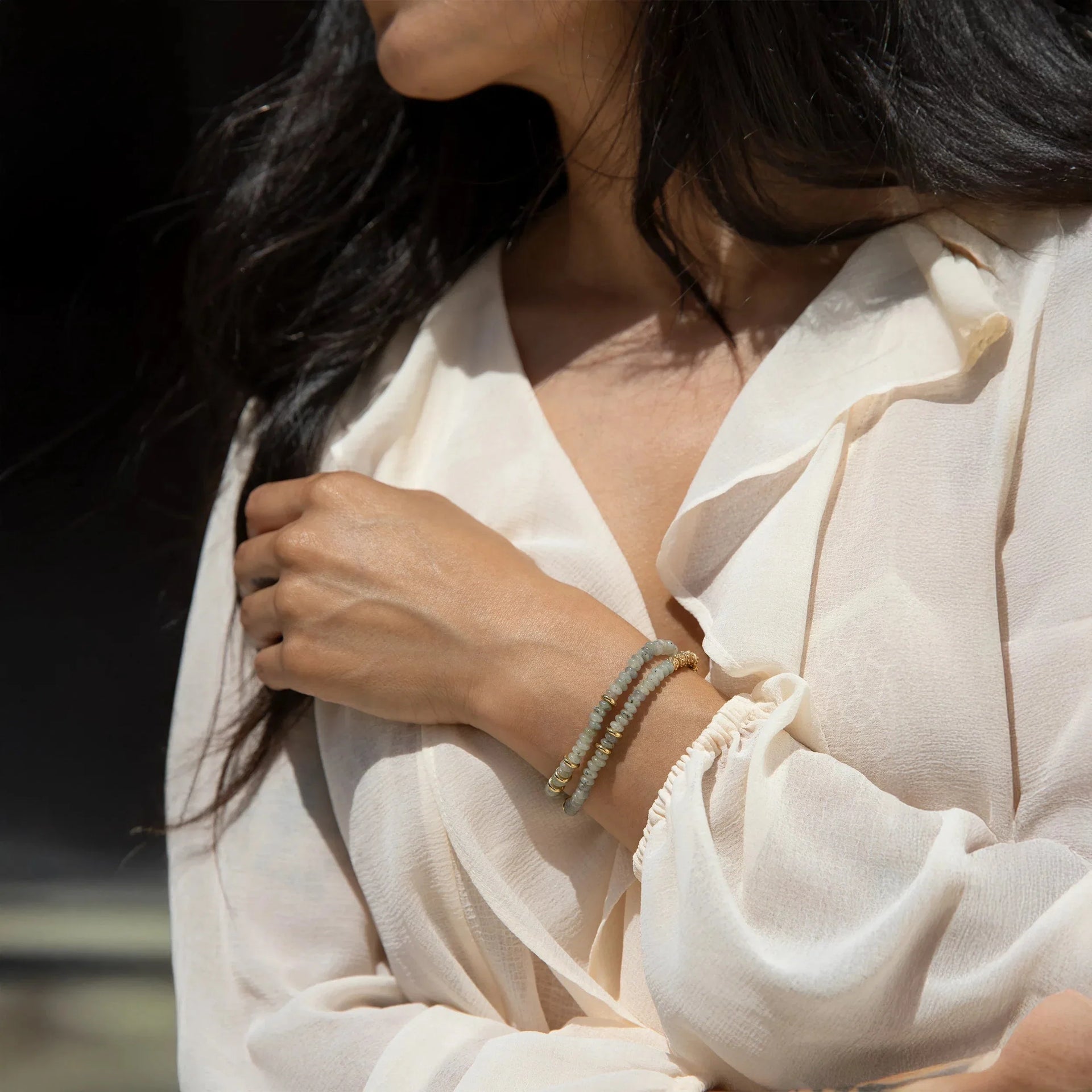 Labradorite Heishi Double Wrap Bracelet