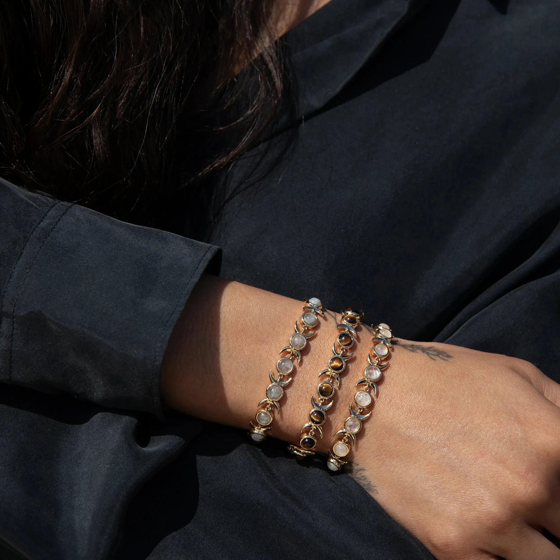 Triple Moon Tennis Bracelet