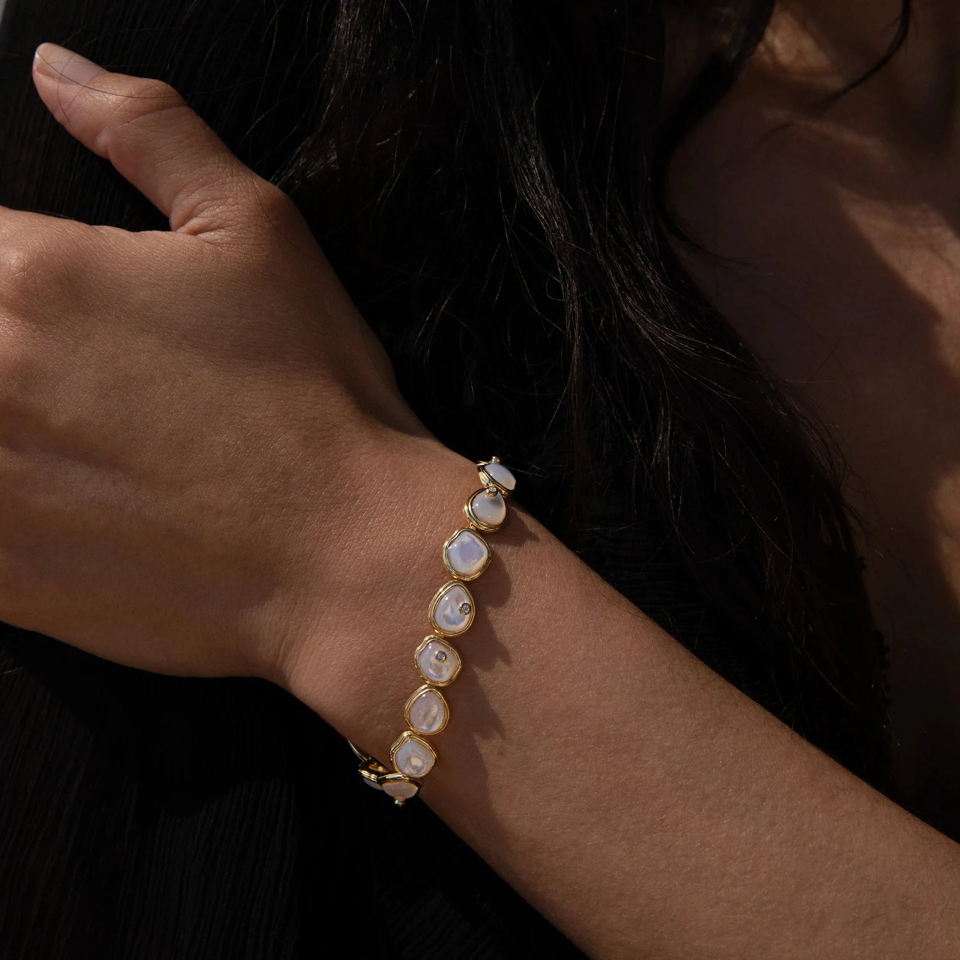 Organic Pearl Gemstone Tennis Bracelet