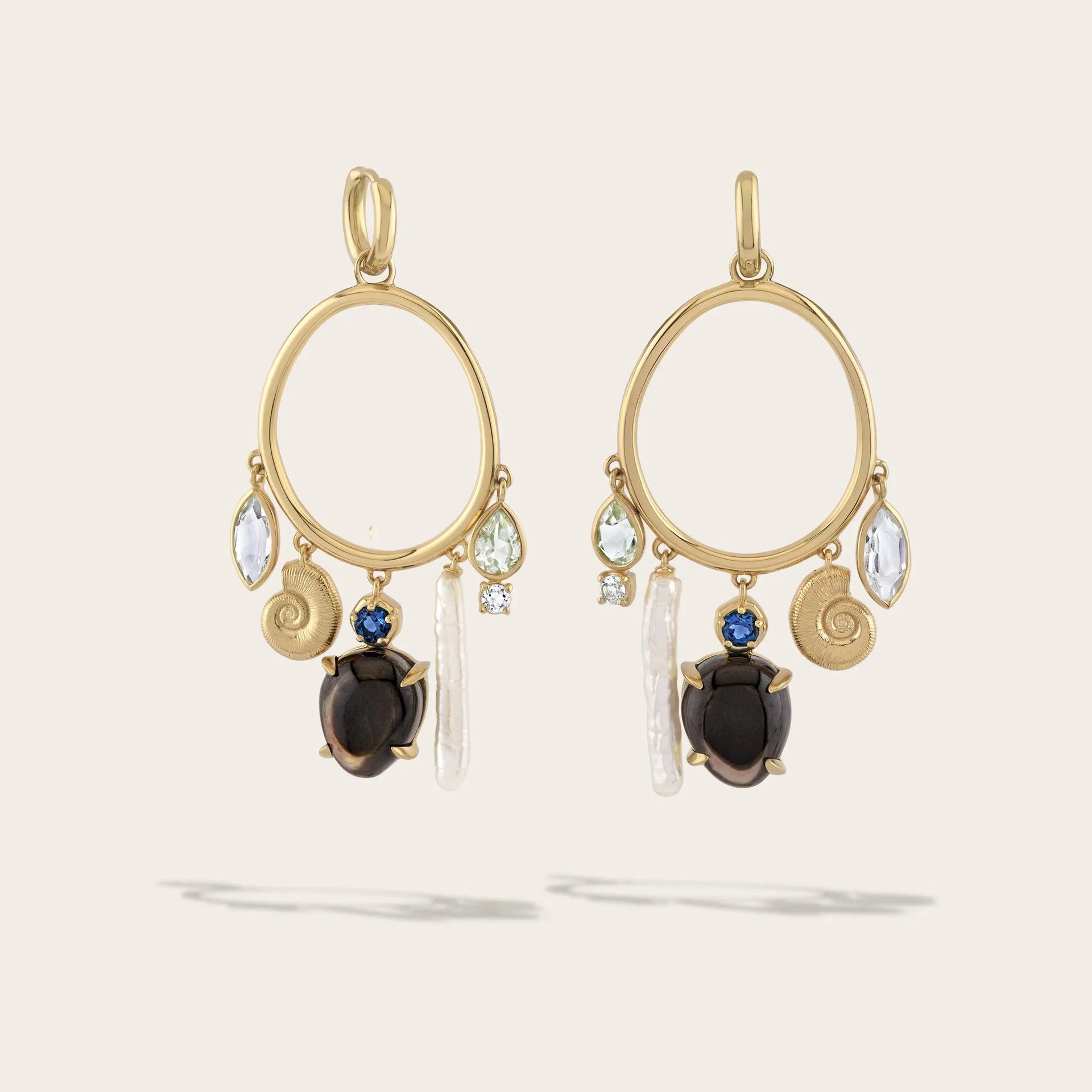 Deep Sea Gemstone Charm Hoops