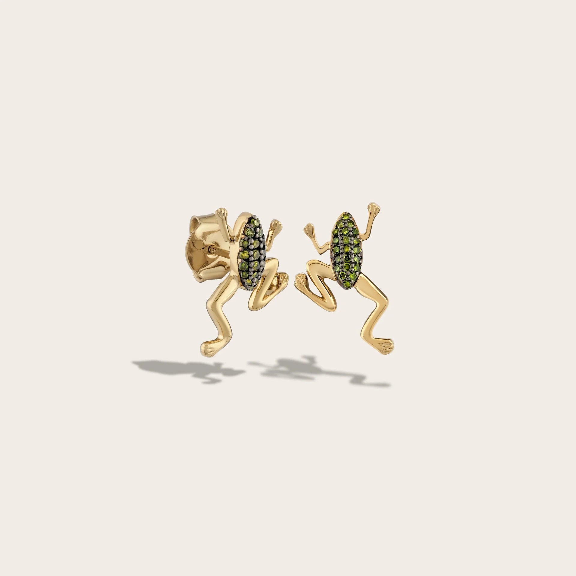 Green Diamond Baby Frog Studs
