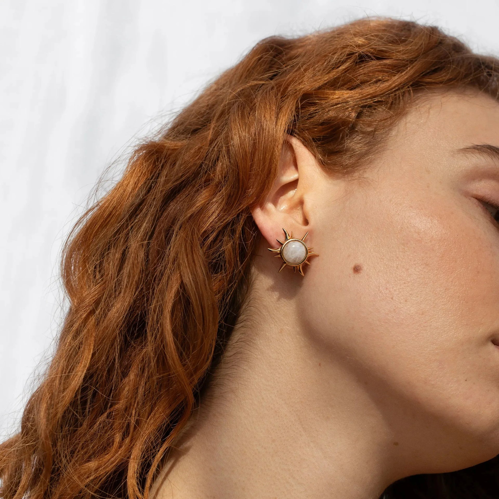 Moonstone Triple Moon Studs
