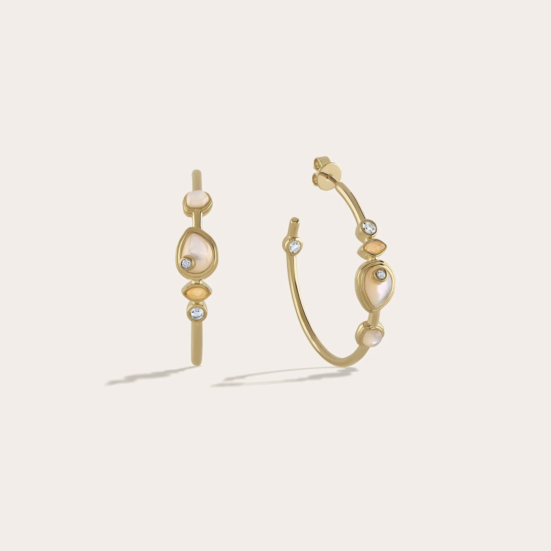 Organic Pearl Gemstone Hoops