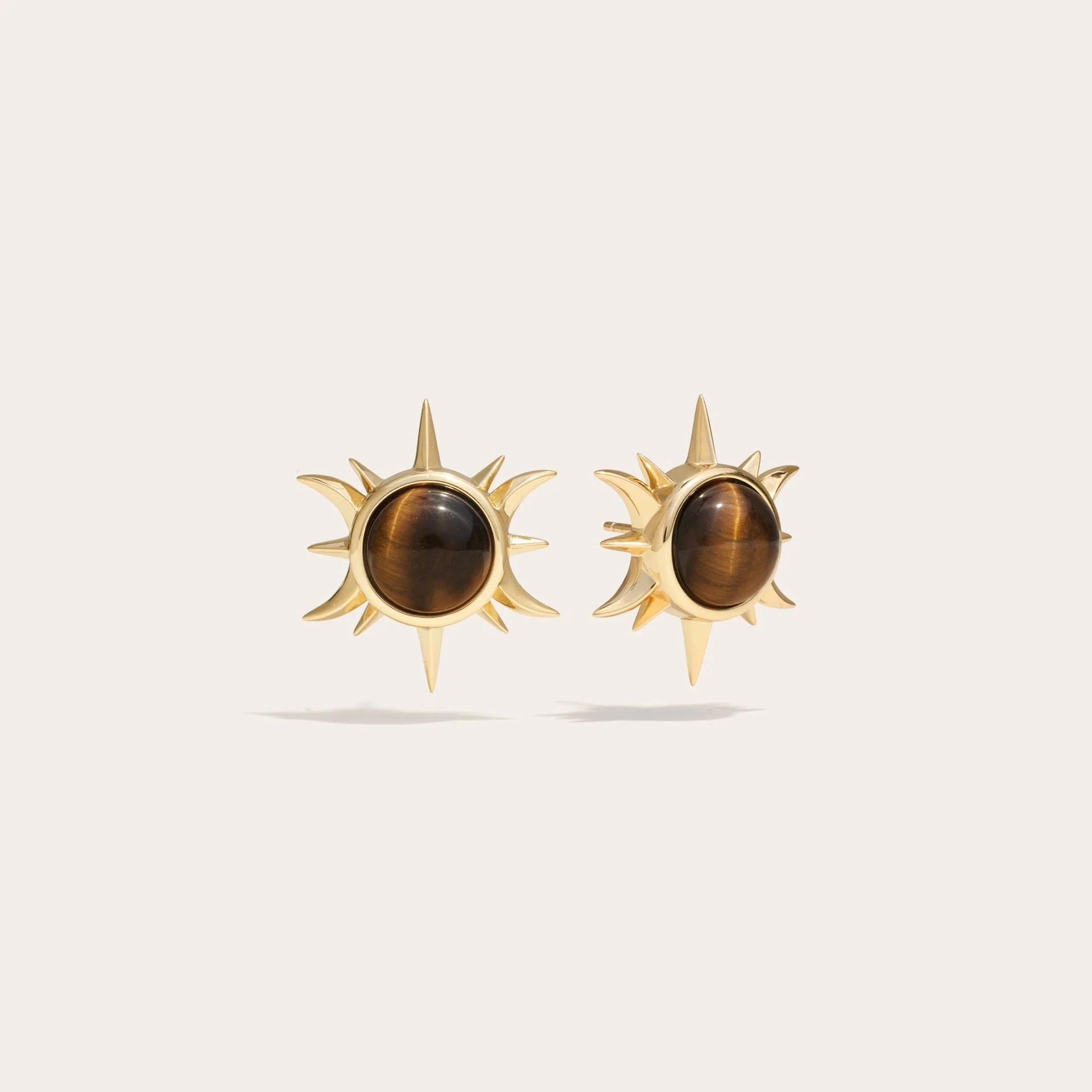 Tiger's Eye Triple Moon Studs