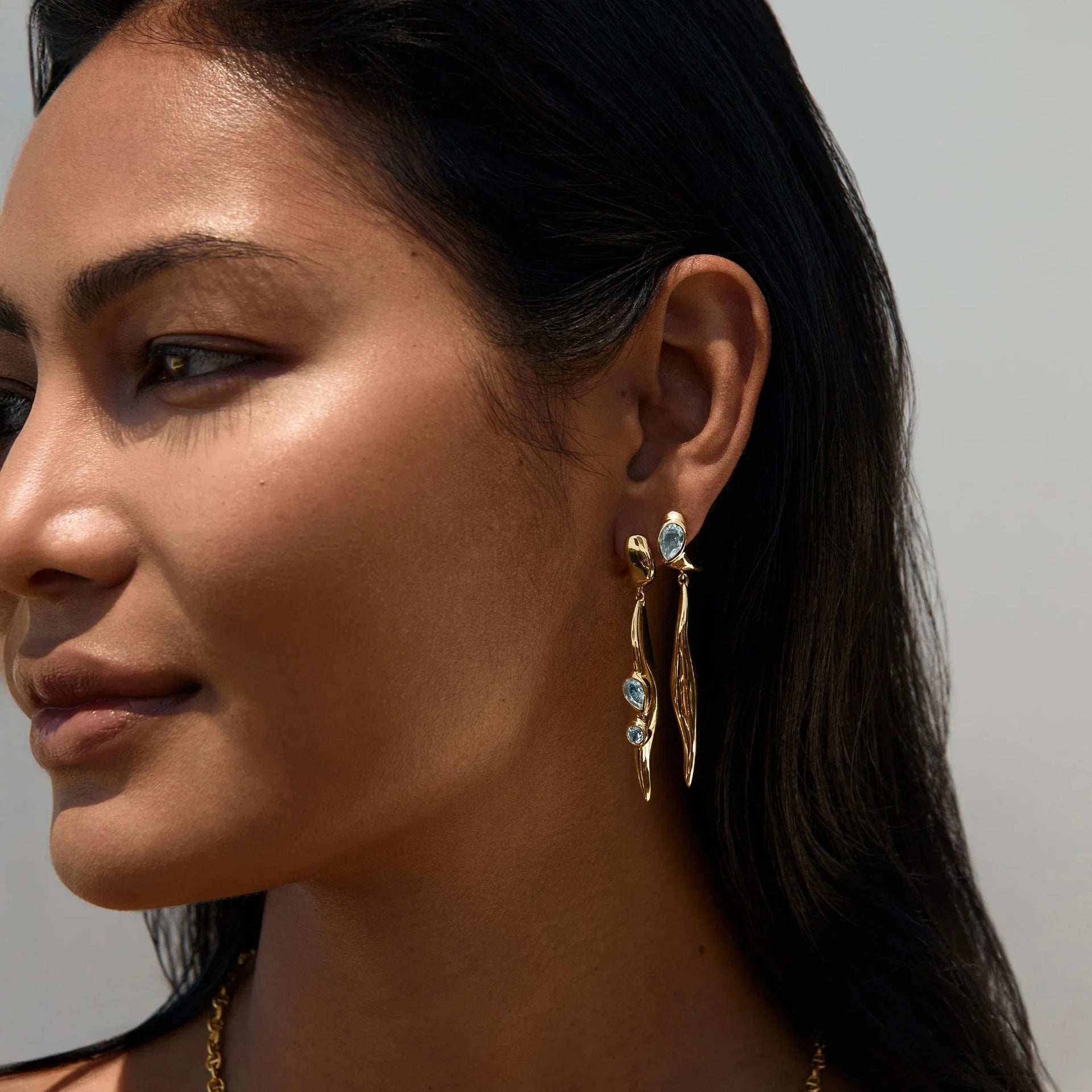 Molten Gemstone Drop Earrings