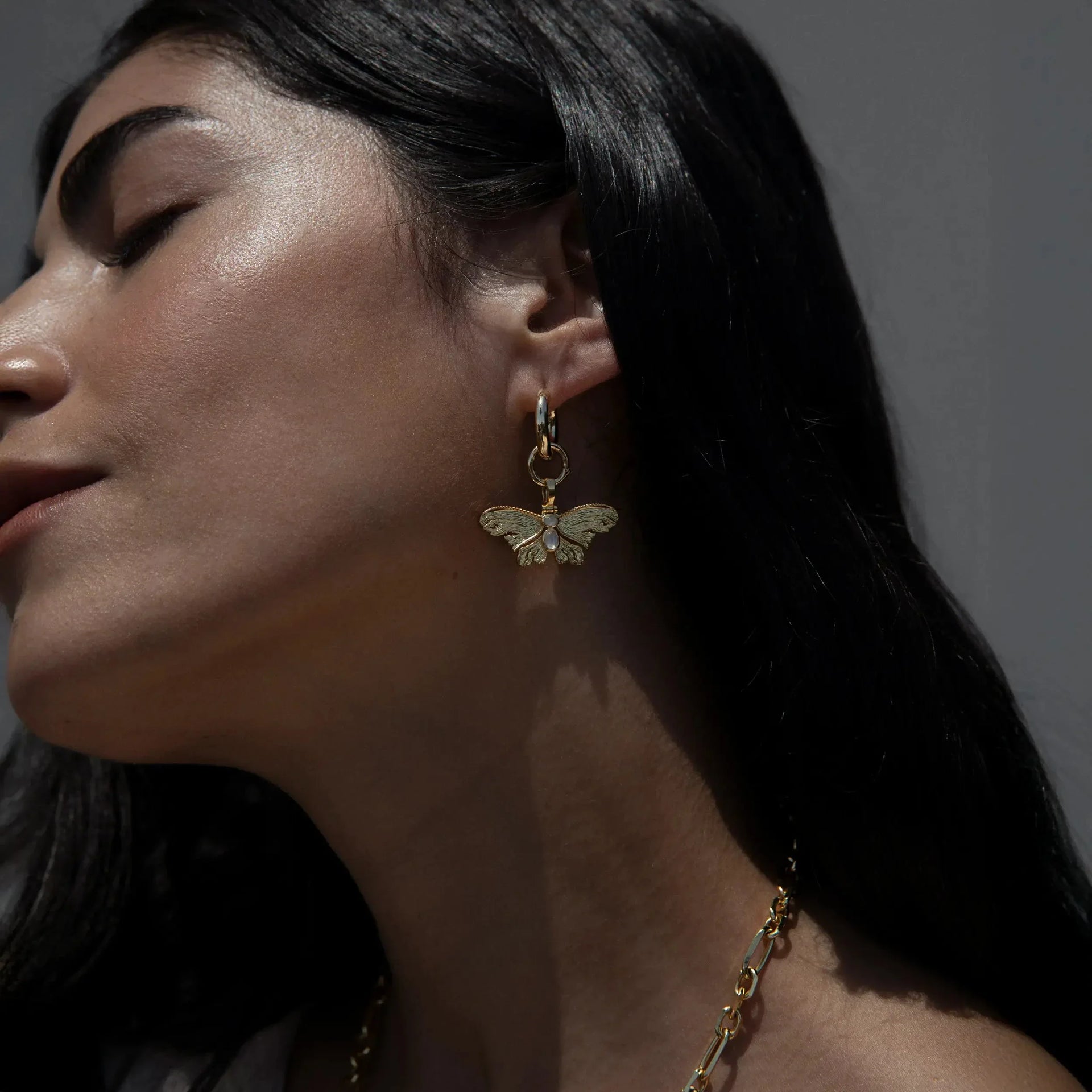 Moonstone Insects Charm Earrings