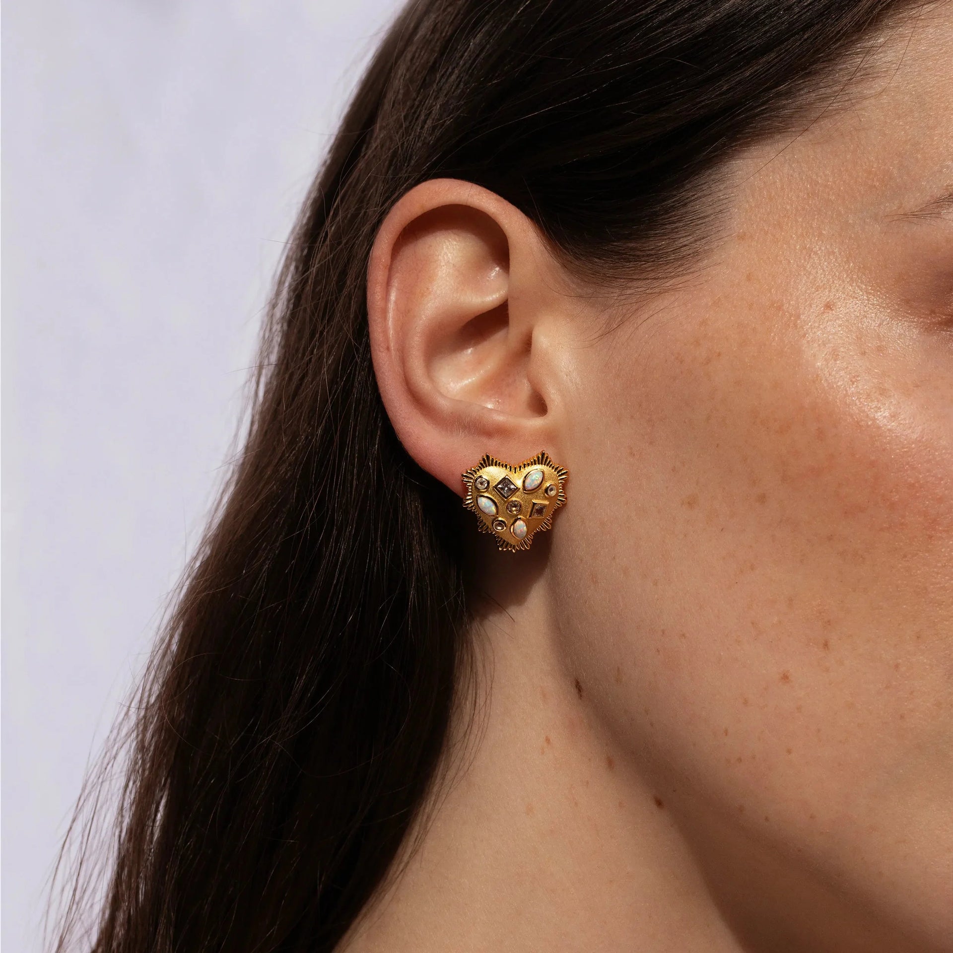 Gemstone Radiant Heart Studs