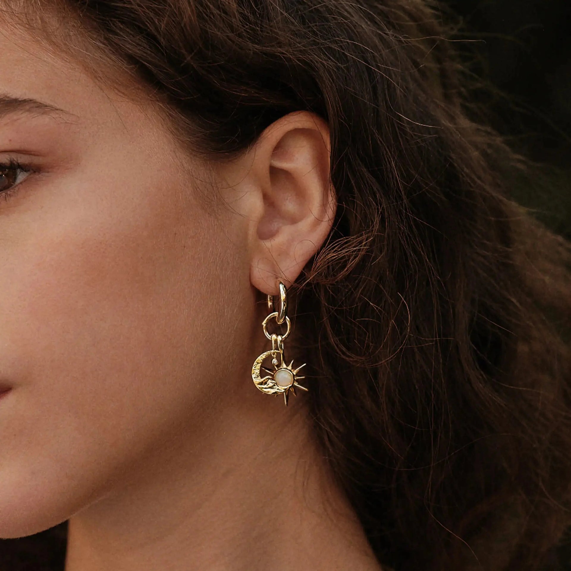 Sun & Moon Charm Earring