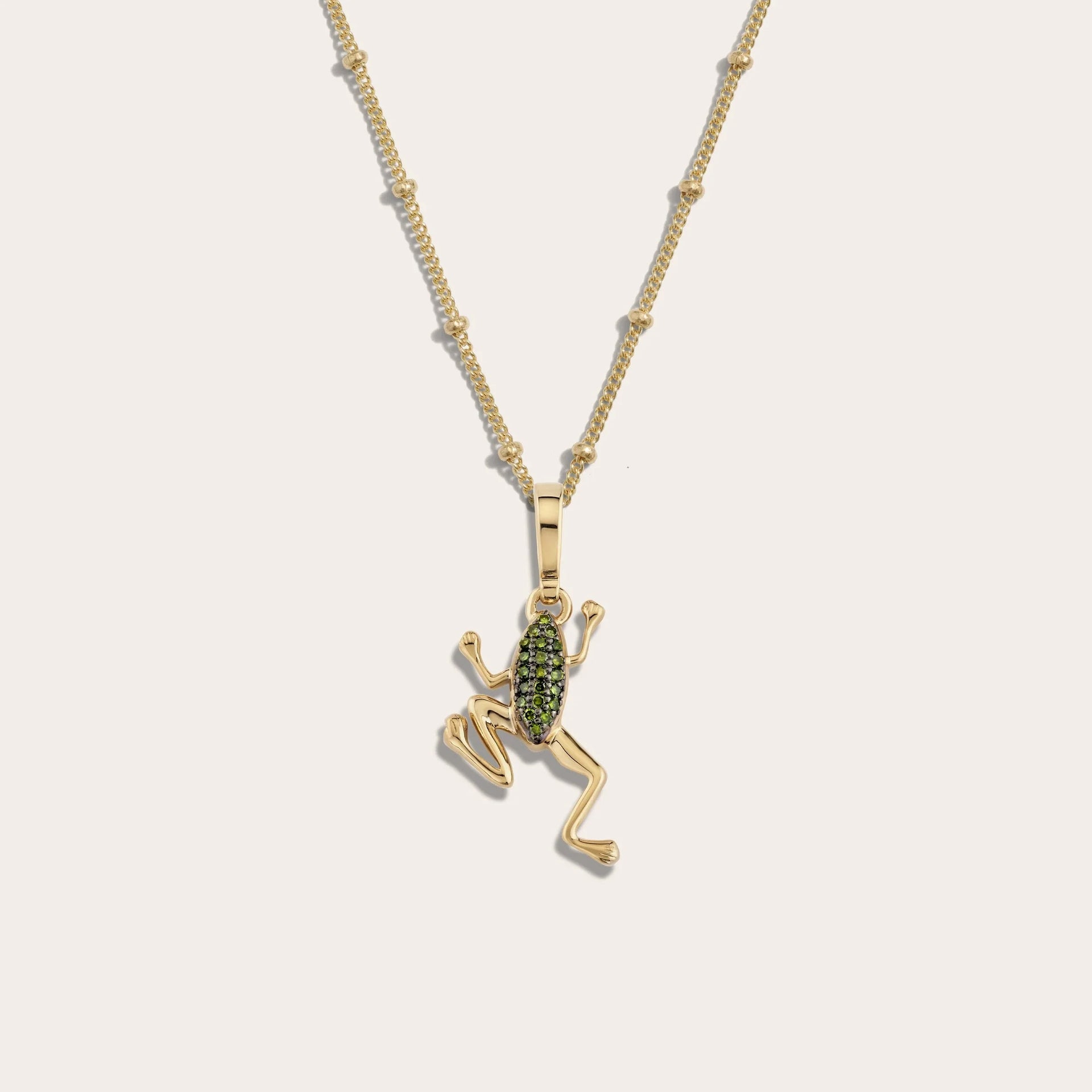 Green Diamond Baby Frog Necklace