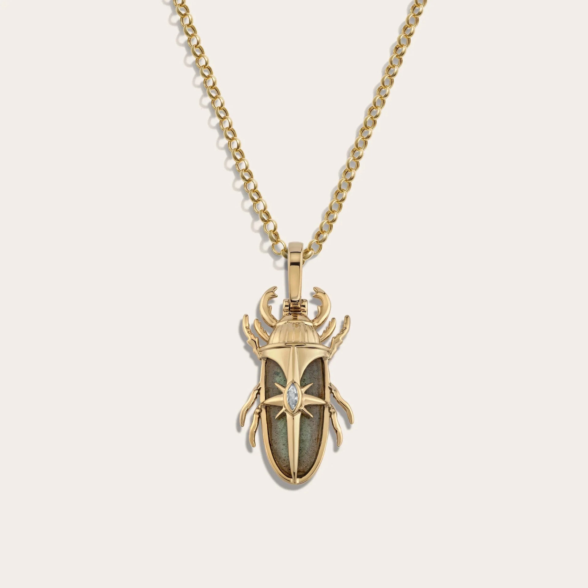 Labradorite Beetle Necklace