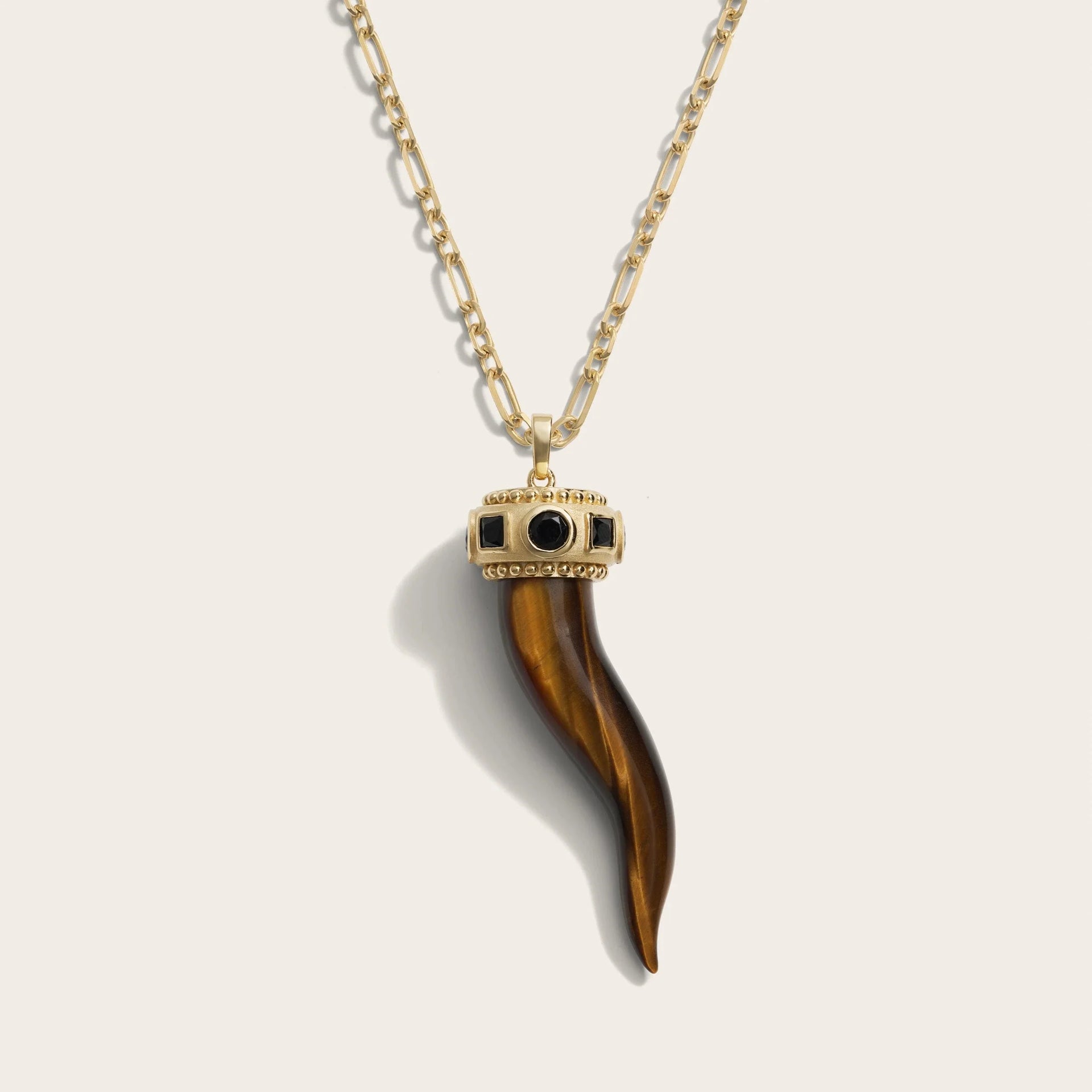 Tiger's Eye Horn Necklace