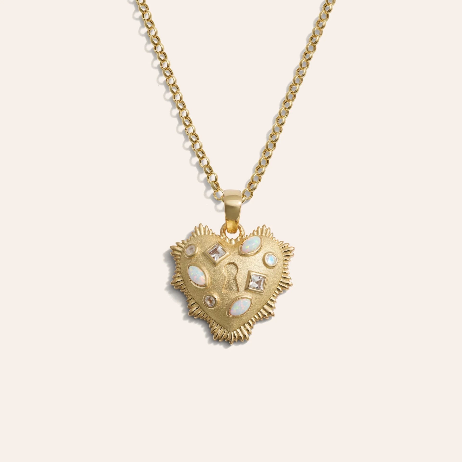 Gemstone Locked Radiant Heart Necklace