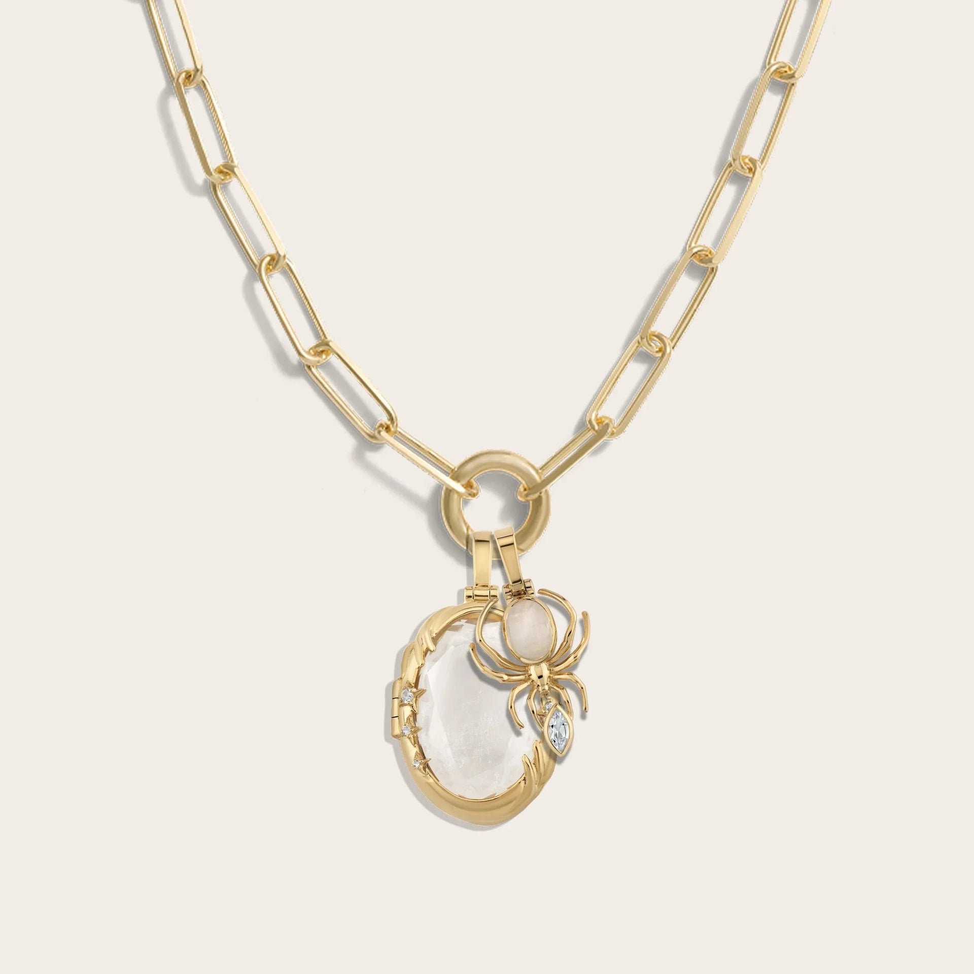Spider Locket Charm Necklace