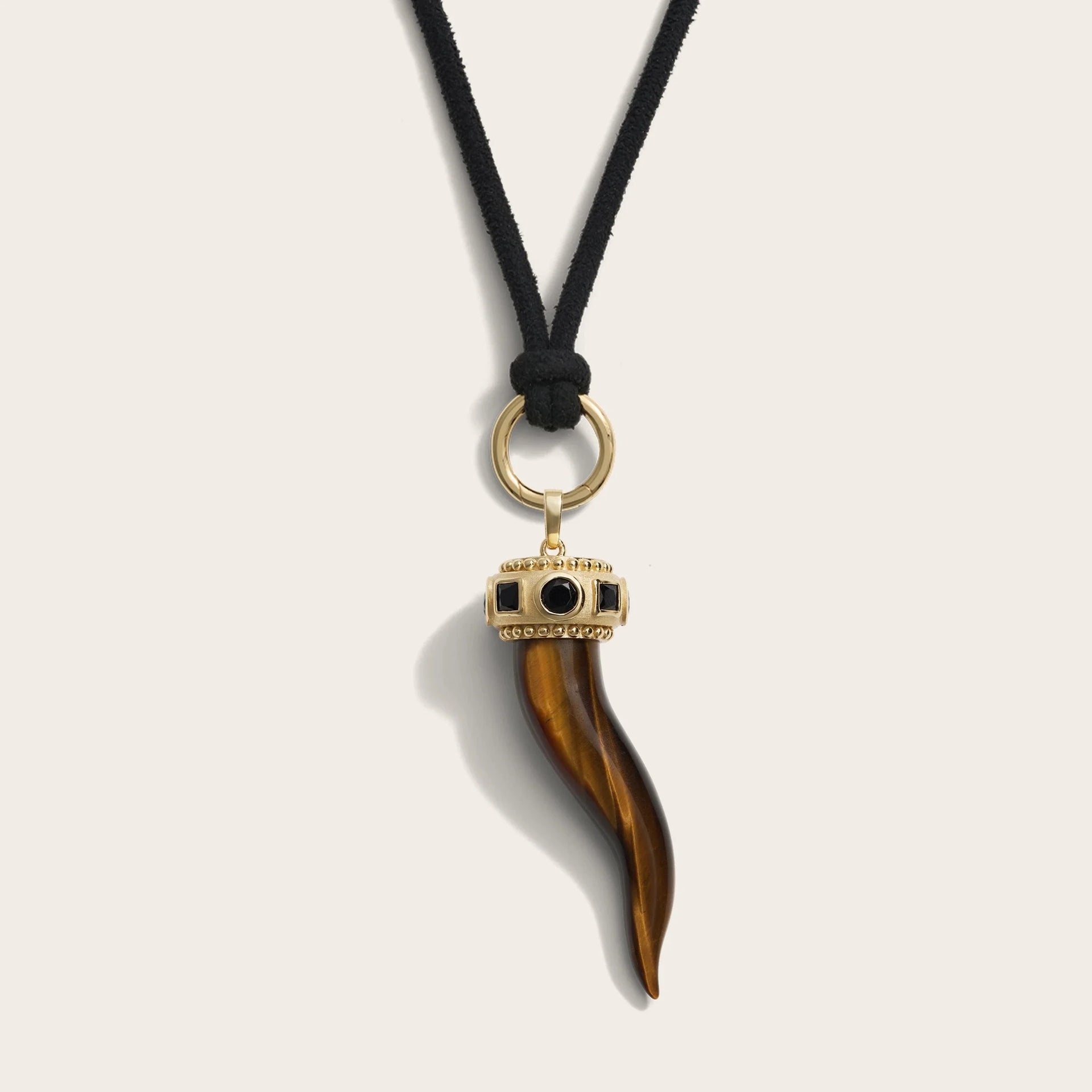 Tiger's Eye Horn Cord Charm Necklace