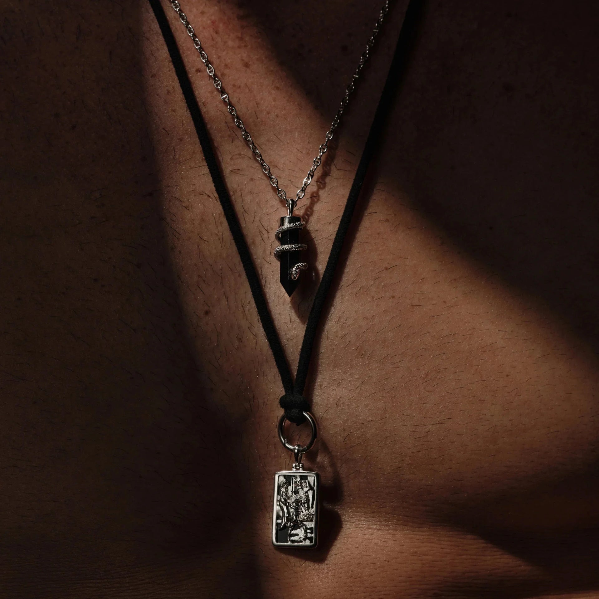 Death Crystal Cord Charm Necklace