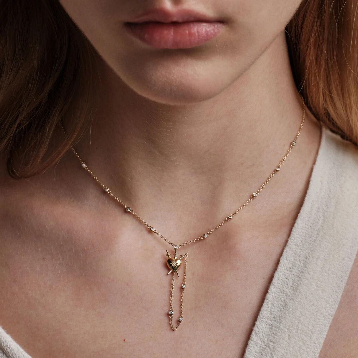 Diamond Sacred Heart Lariat