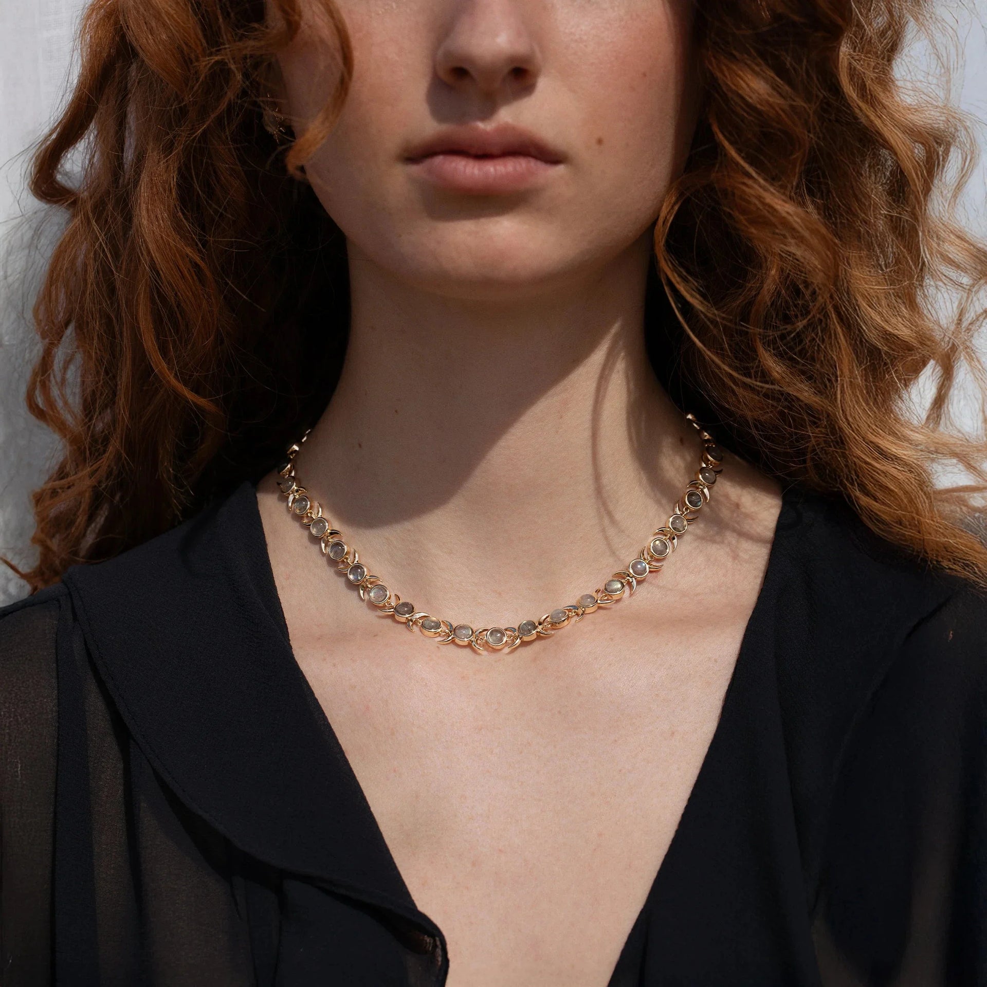 Triple Moon Tennis Necklace