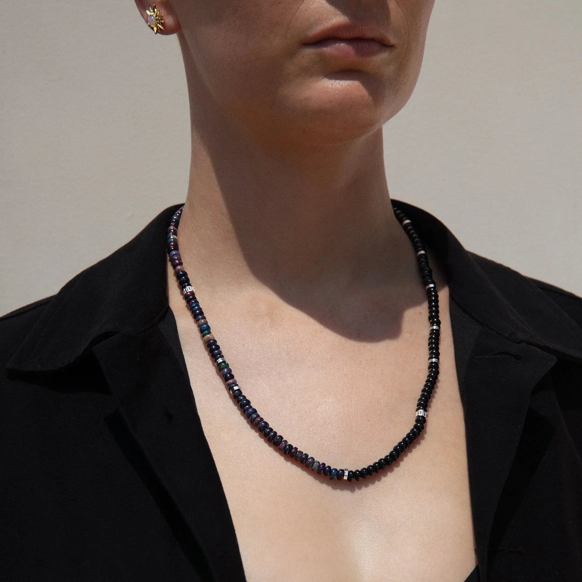 Black Opal Meditation Necklace