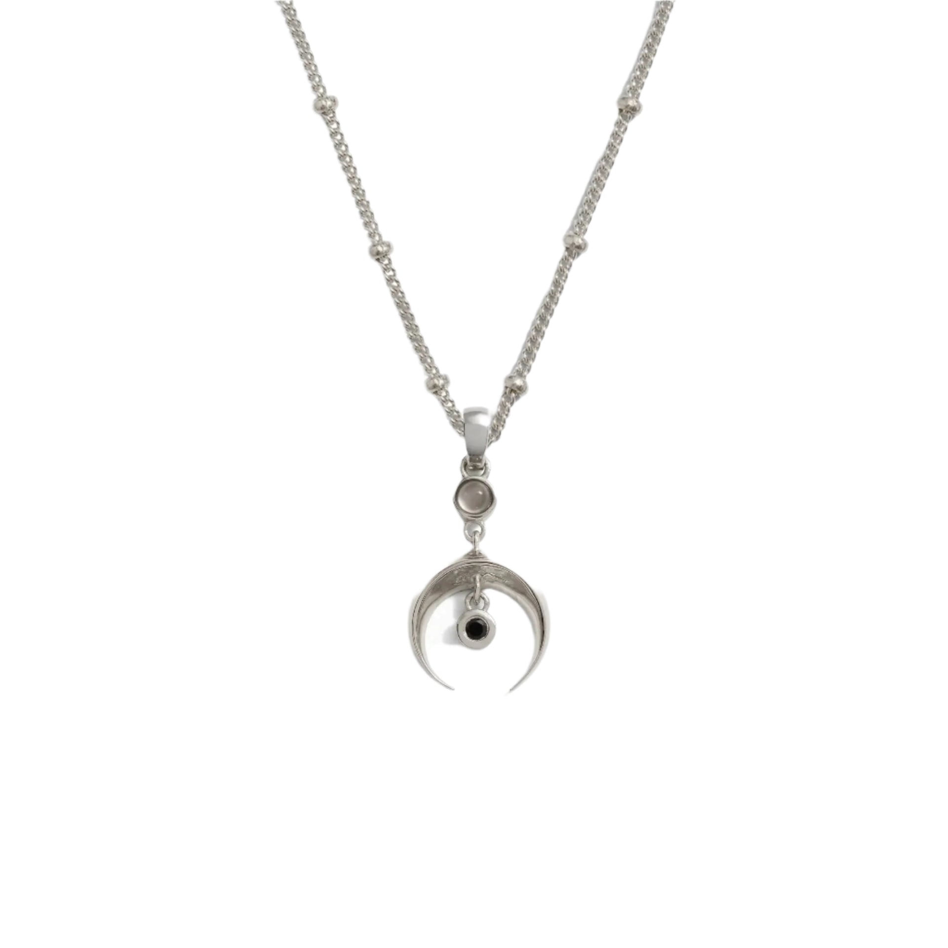 Crescent Spike Grey Moonstone Necklace
