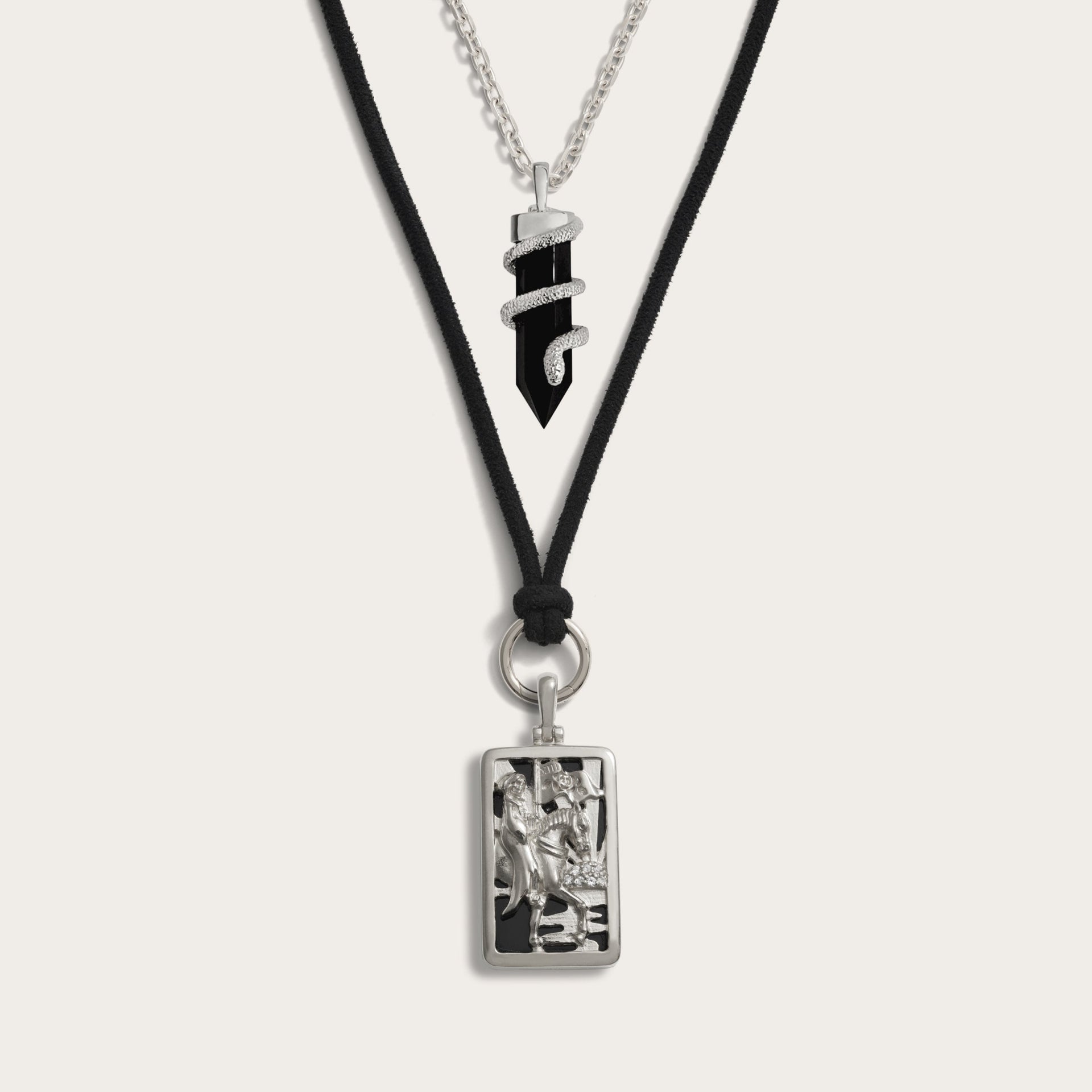 Death Crystal Cord Charm Necklace