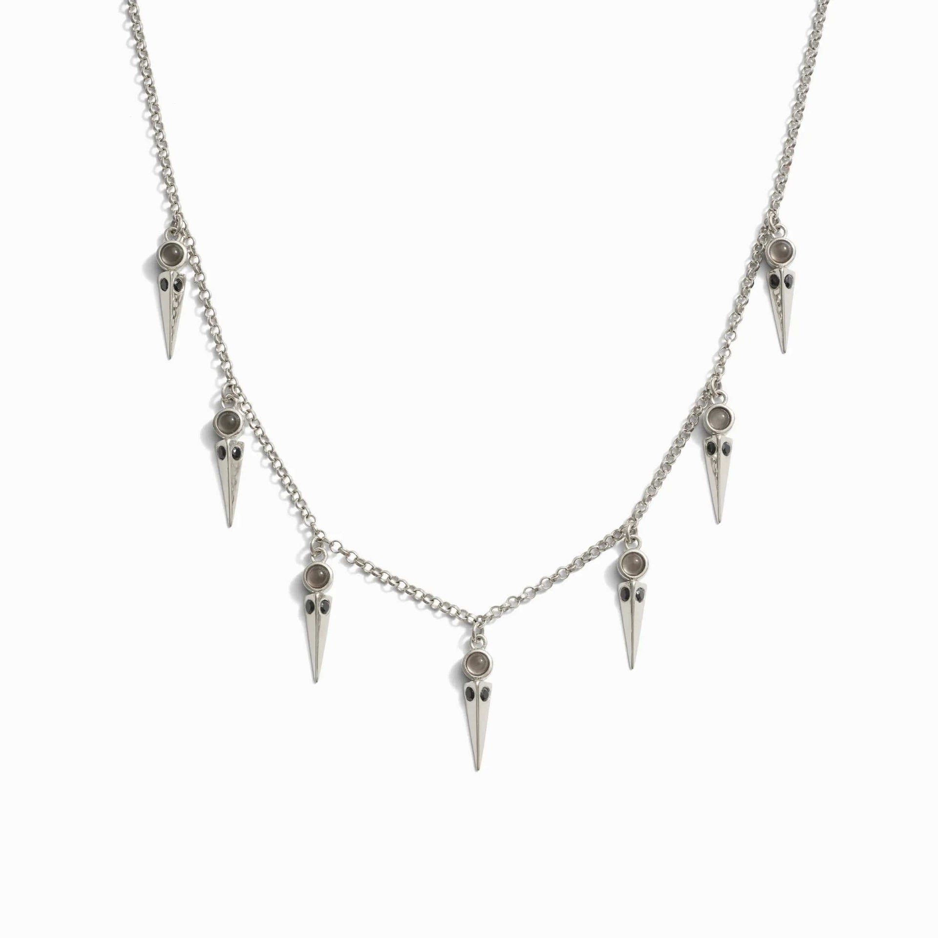 Grey Moonstone Spike Collar Necklace