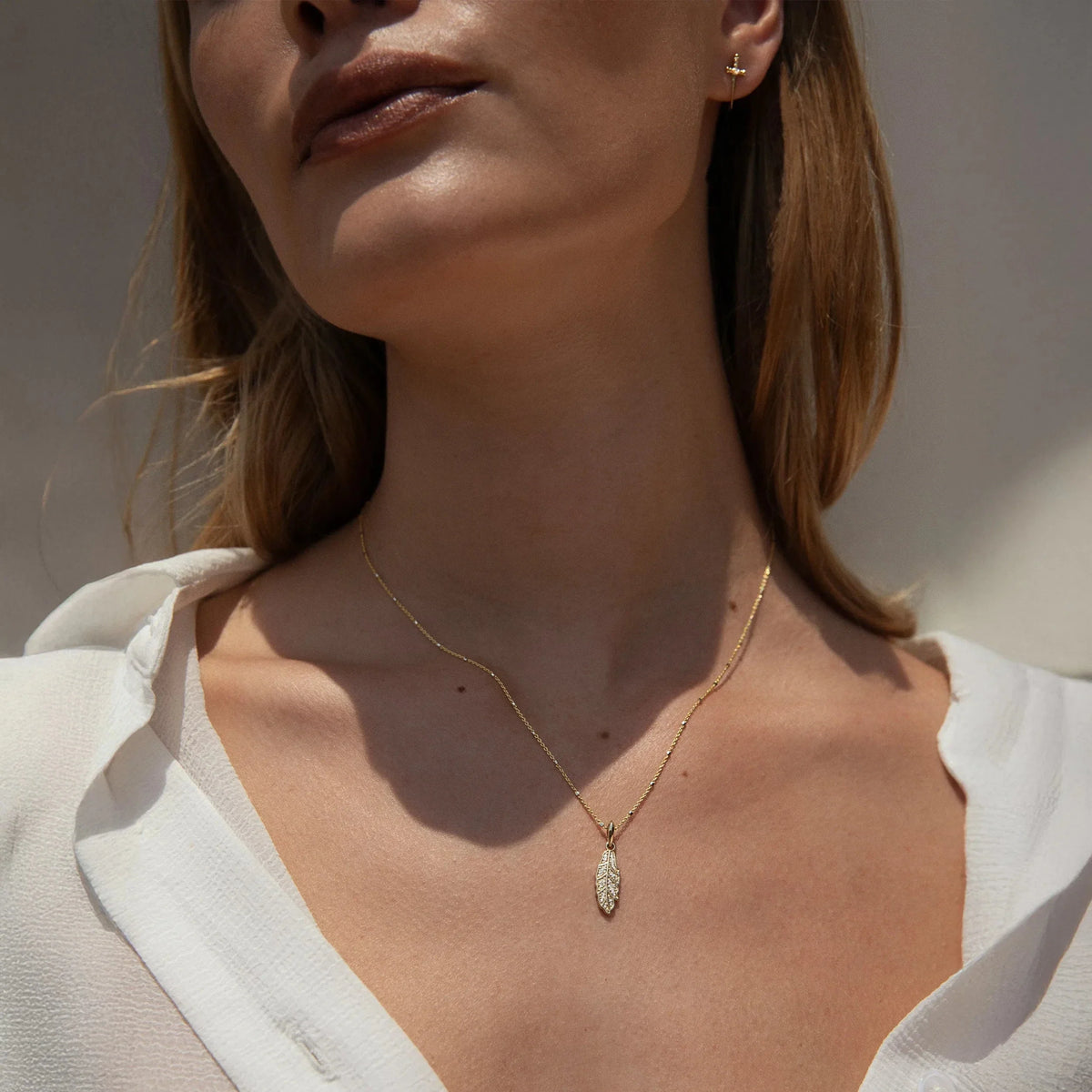 Diamond Feather Necklace
