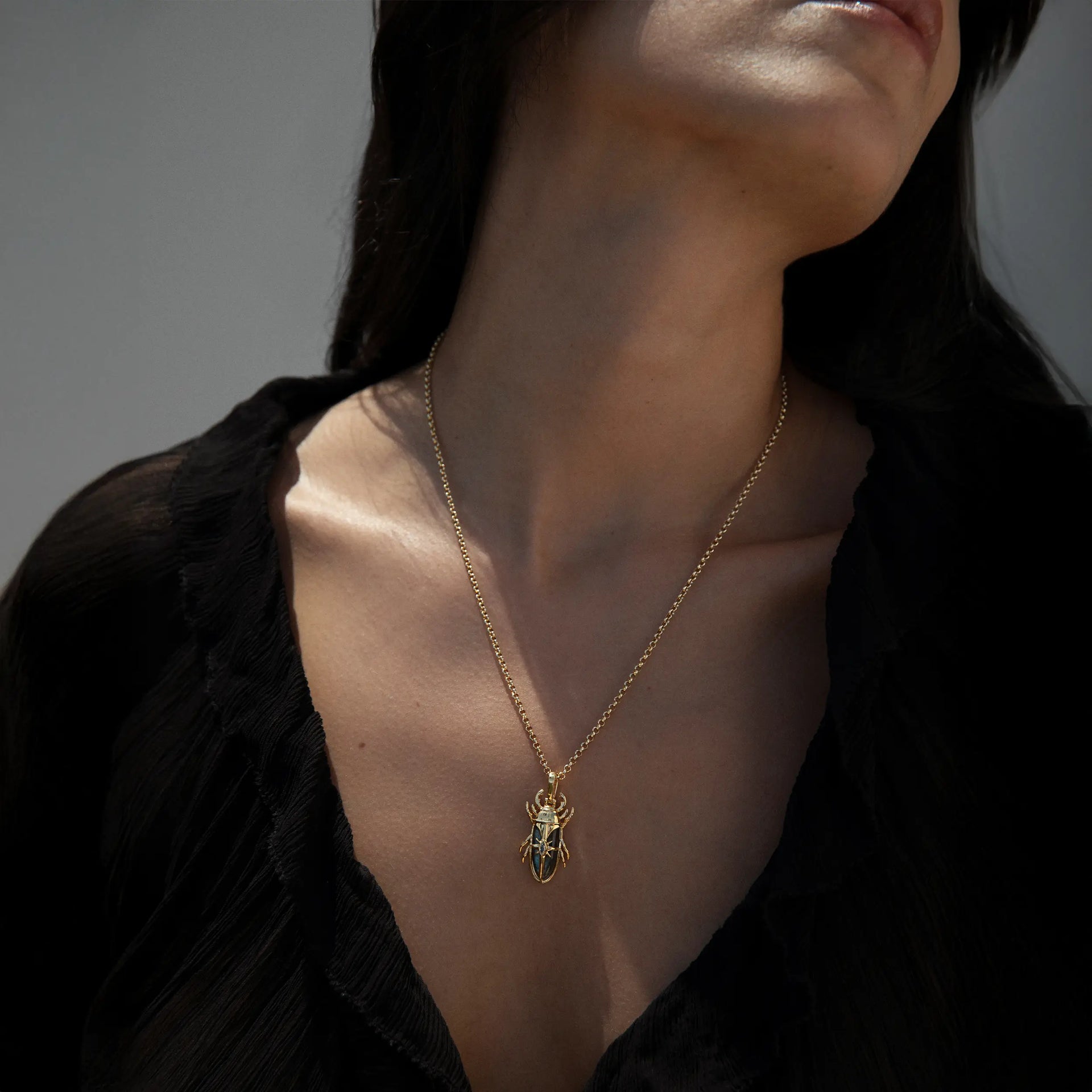 Labradorite Beetle Necklace