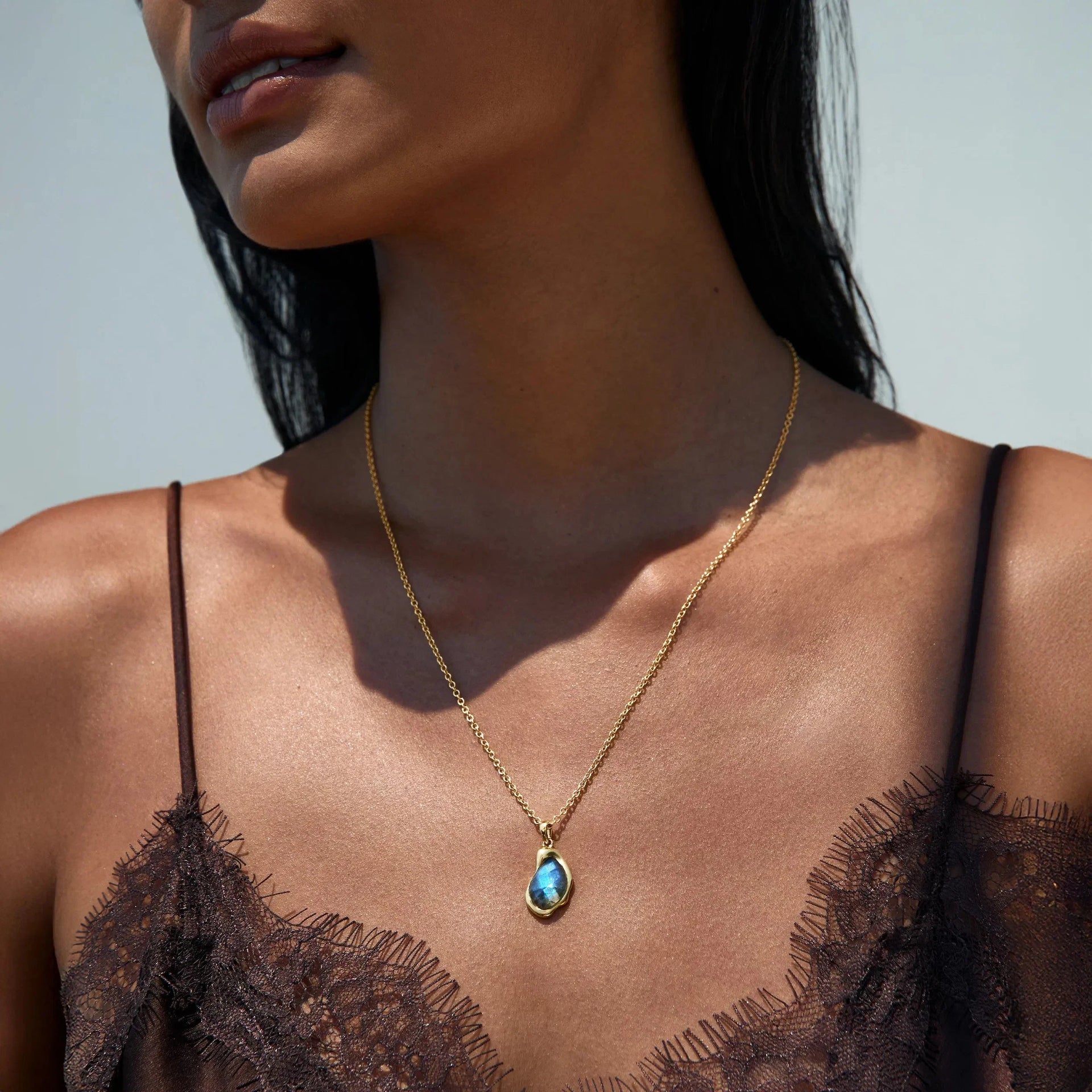 Molten Gemstone Teardrop Pendant